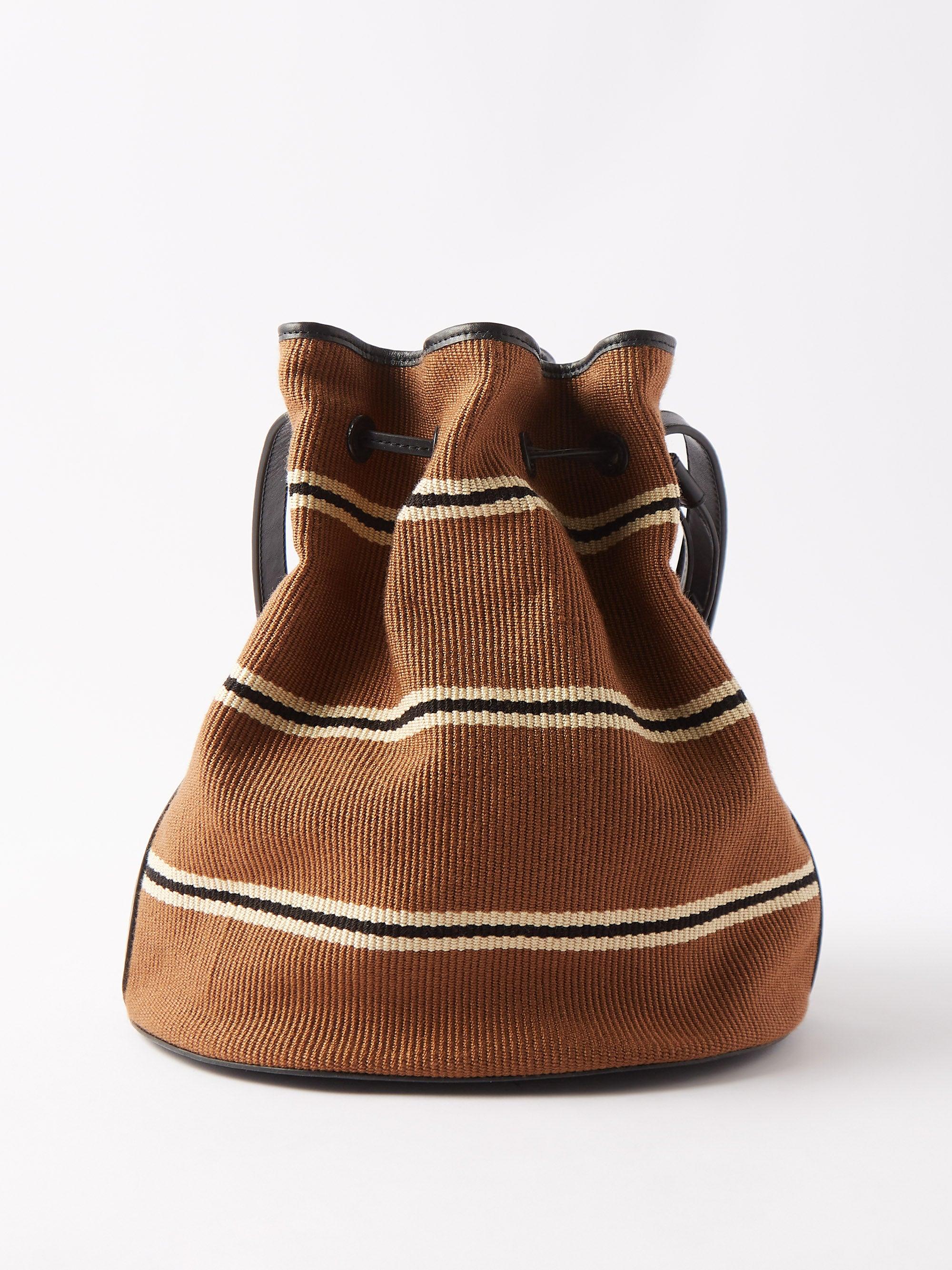 Hunting Season Large Striped Cotton Bucket Bag in Brown Lyst