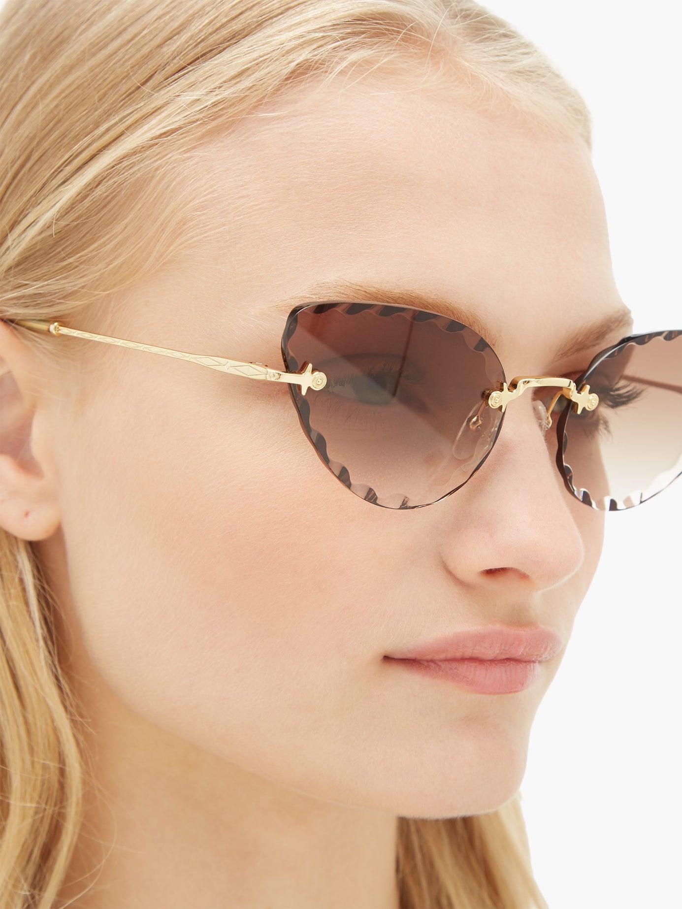 Chloé Rosie Cat-eye Metal Sunglasses in Brown | Lyst