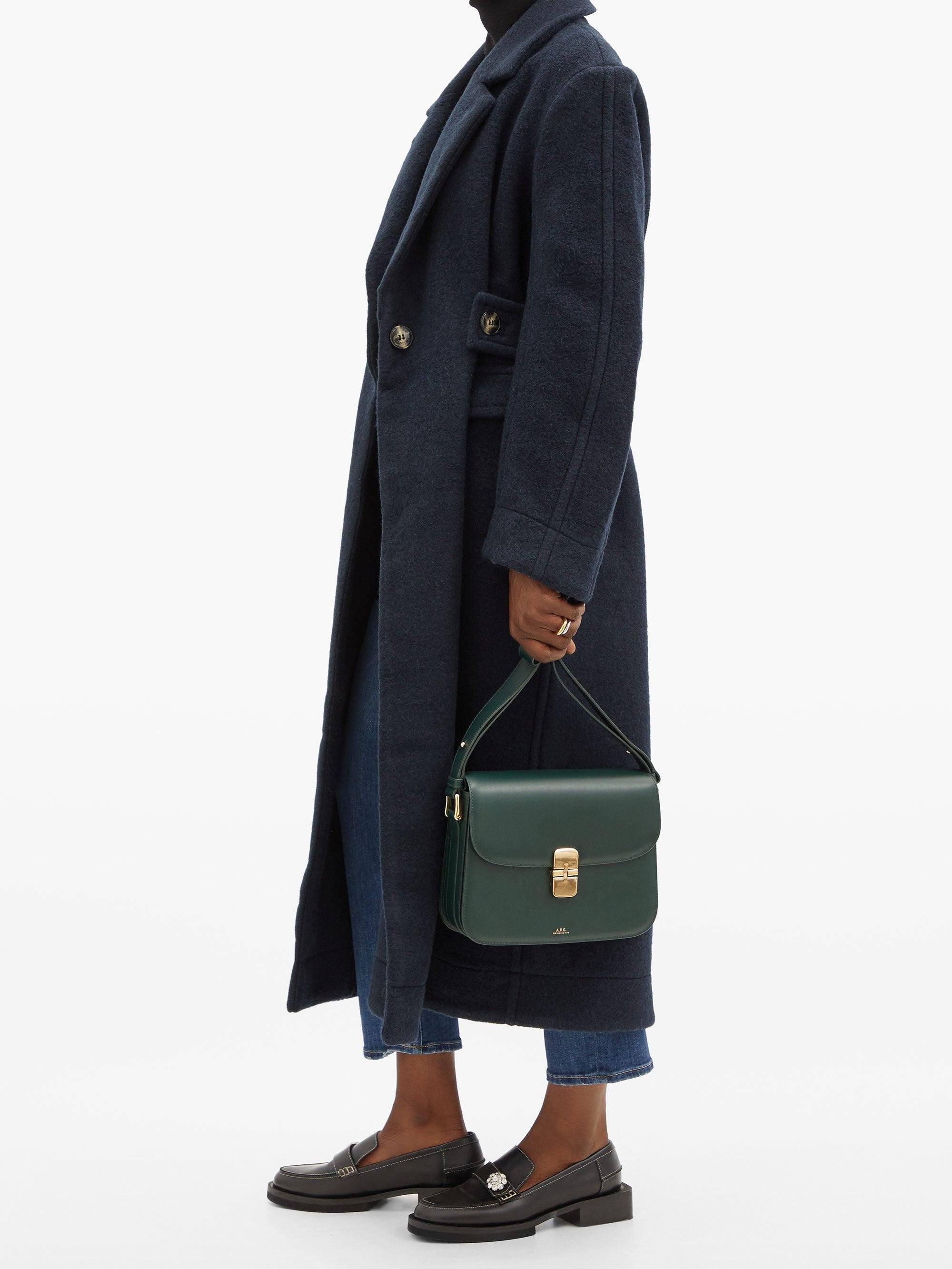 A.P.C. Grace Large Smooth-leather Cross-body Bag in Green | Lyst