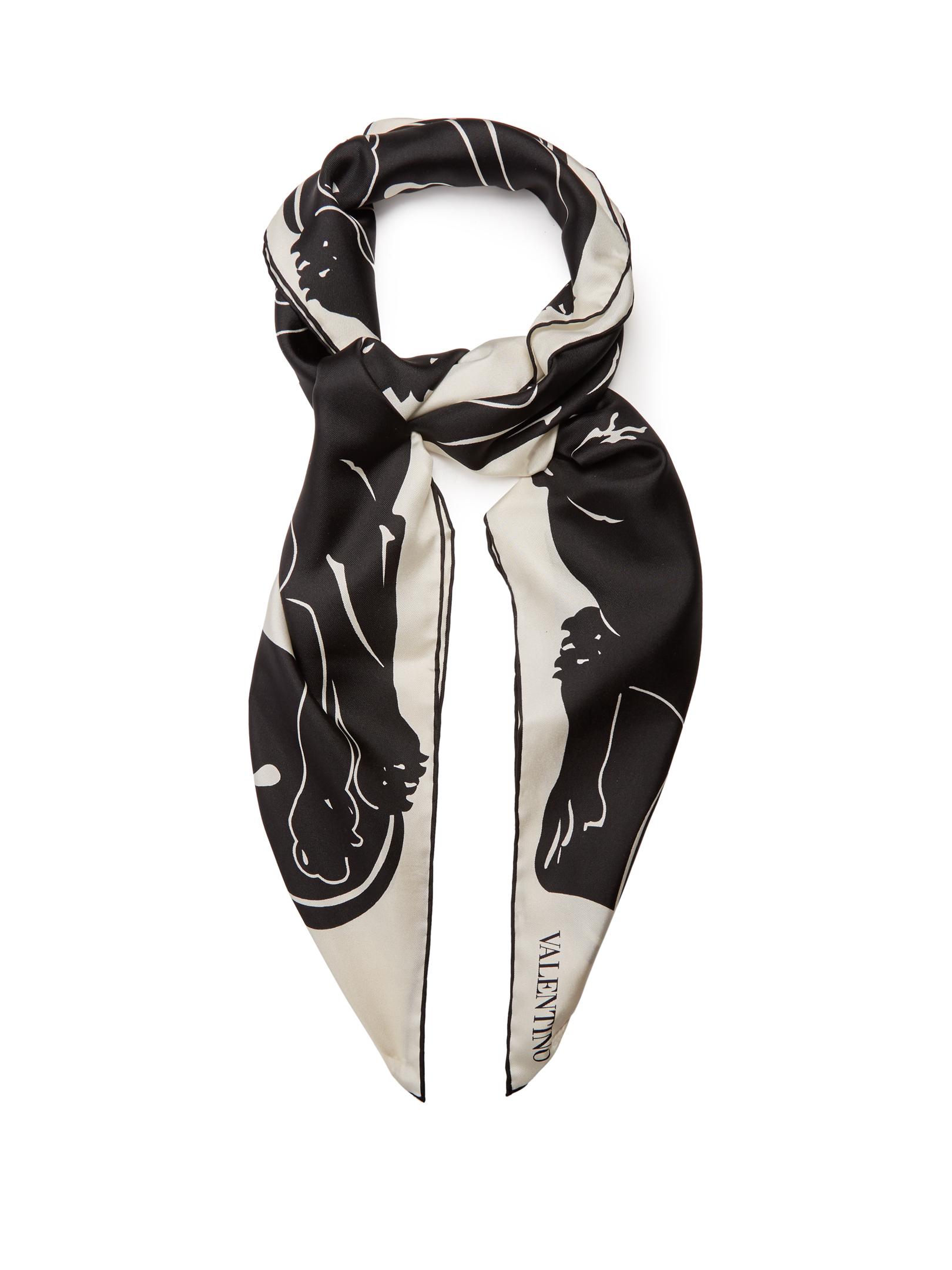 black and white satin scarf