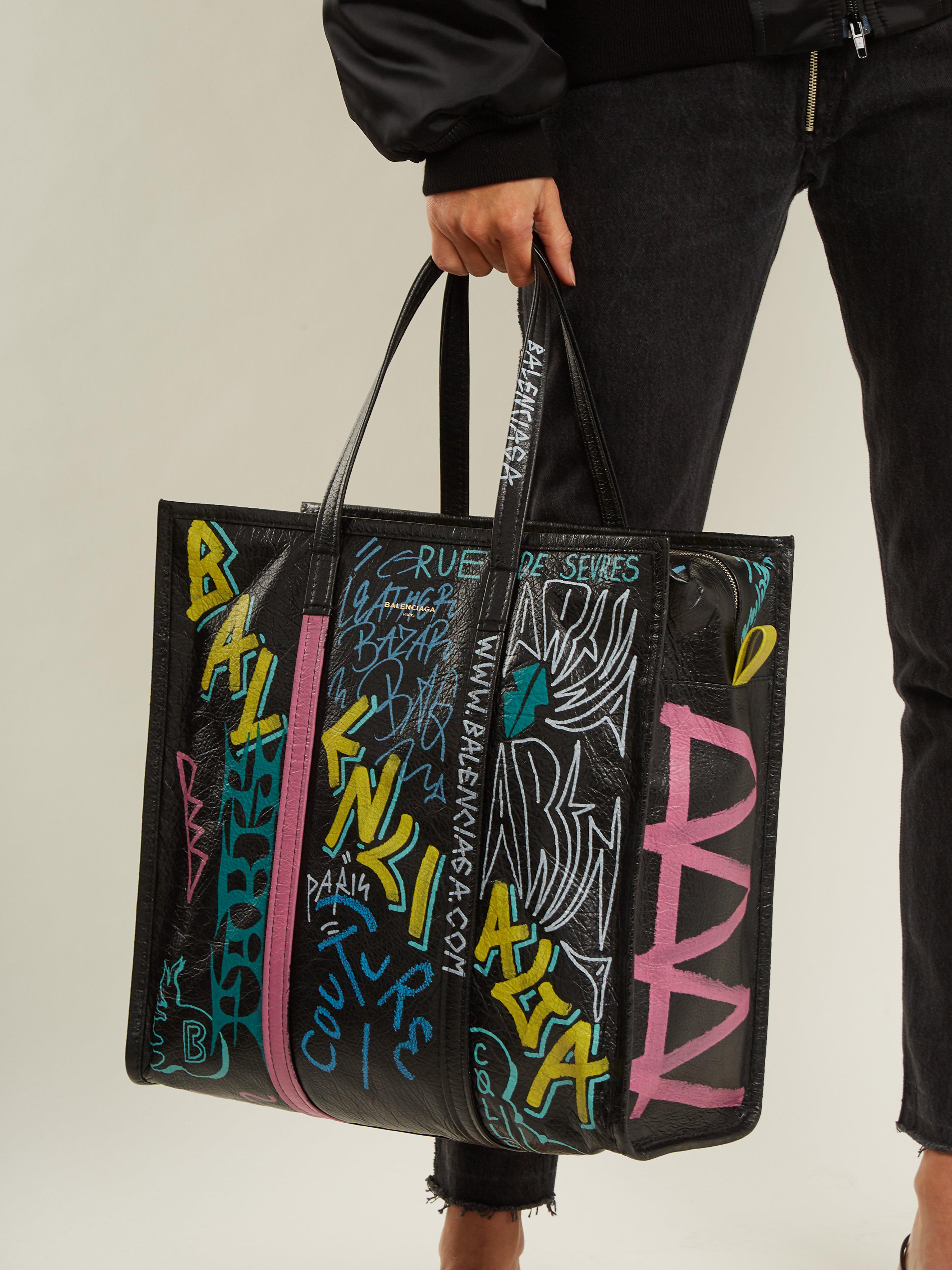 Bazar Shopper M Graffiti Balenciaga en coloris Noir | Lyst