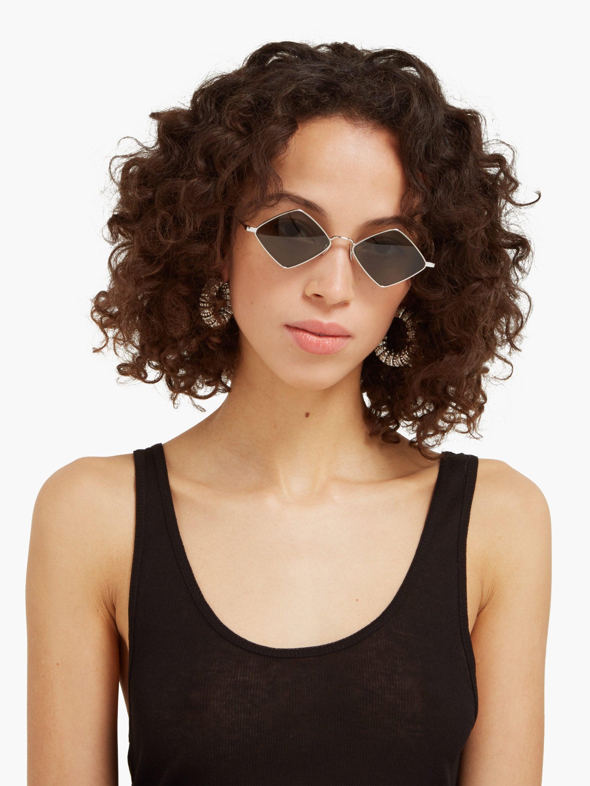 Saint Laurent Lisa Diamond-shape Metal Sunglasses