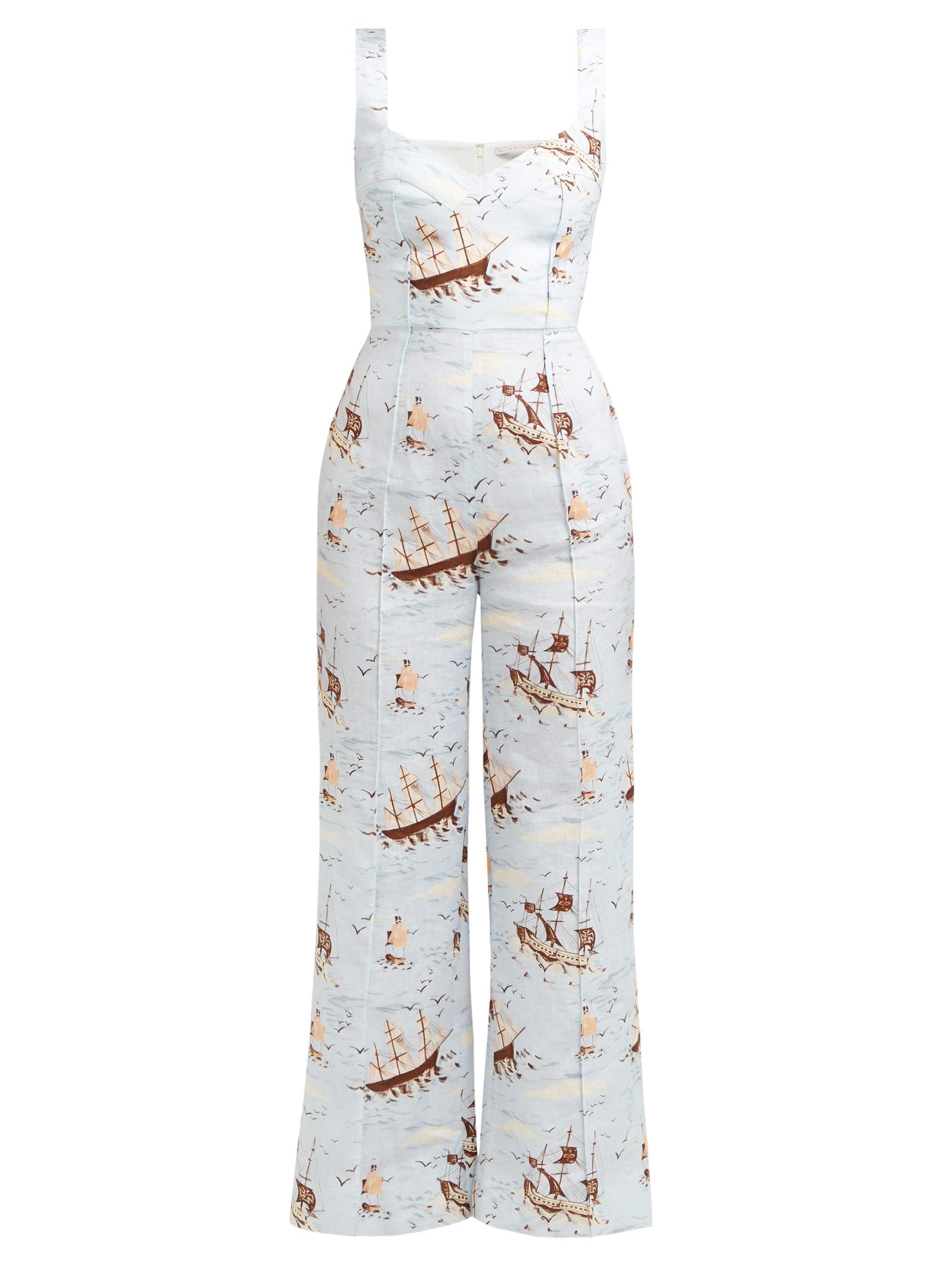layla light blue and rose gold floral print midi dress