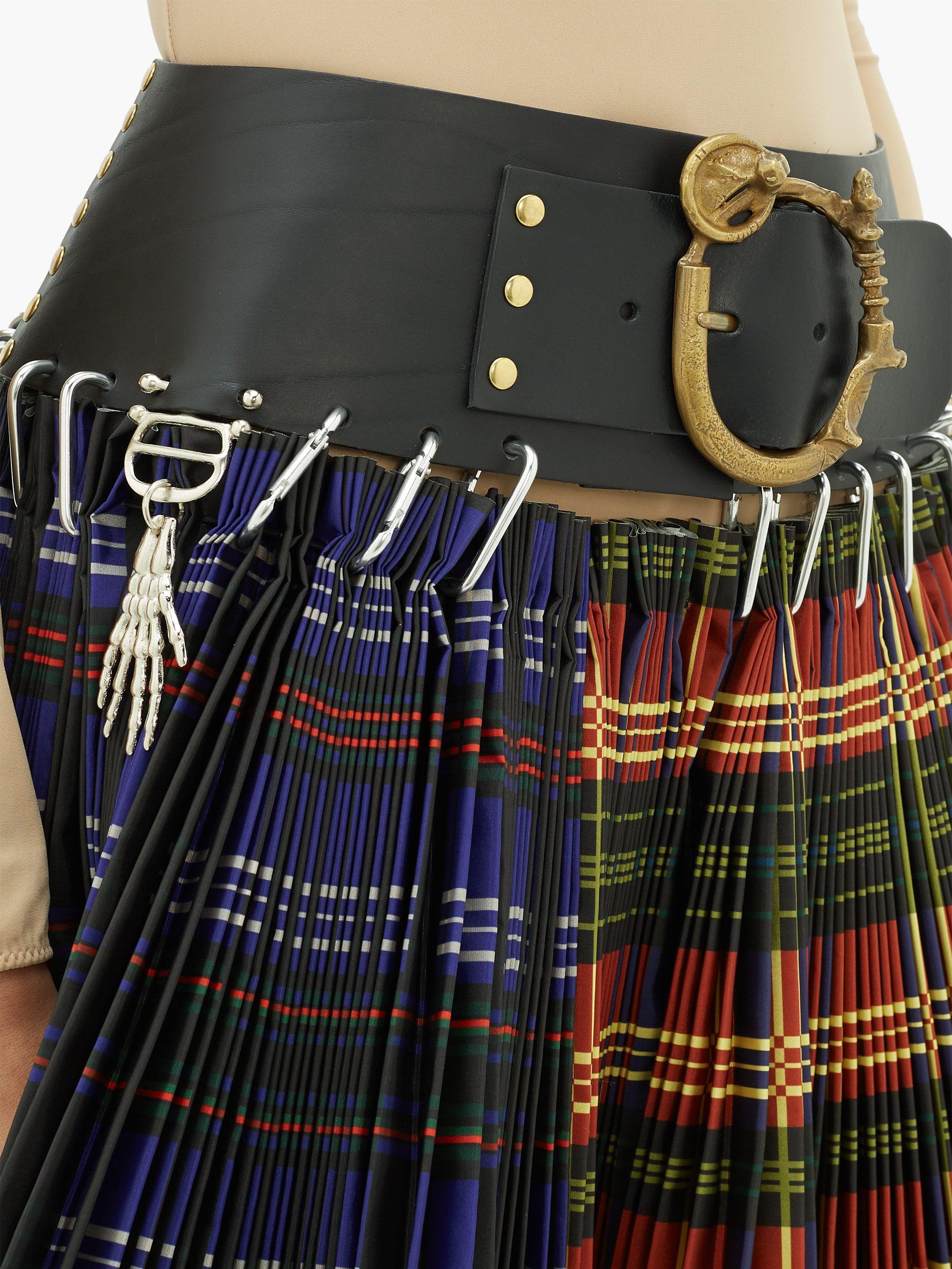 Chopova Lowena Pleated Tartan-check Wool-blend Mini Skirt in Black