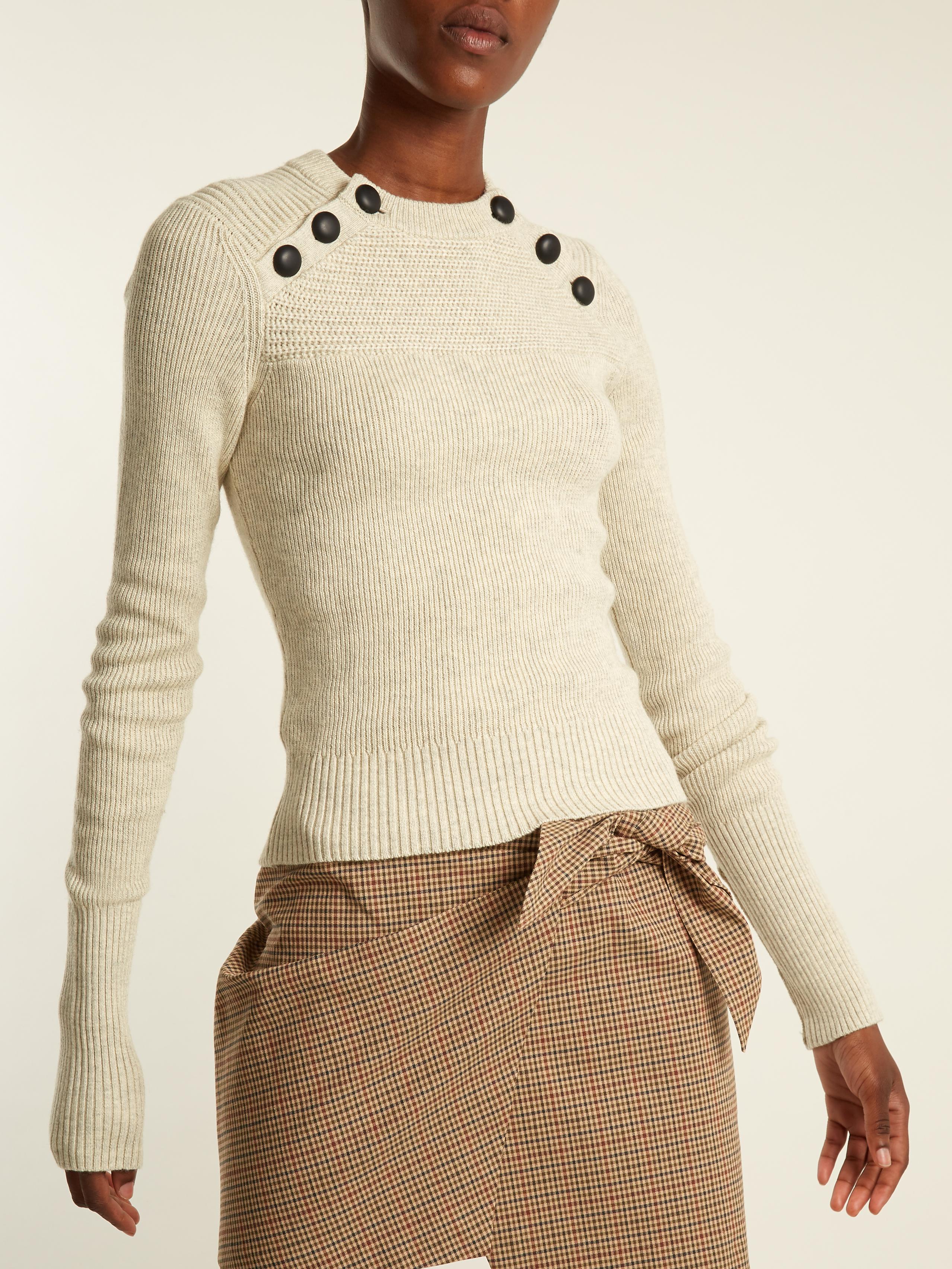 Forkert Charlotte Bronte metodologi Étoile Isabel Marant Koyle Button-shoulder Cotton-blend Knit Sweater in  Gray | Lyst