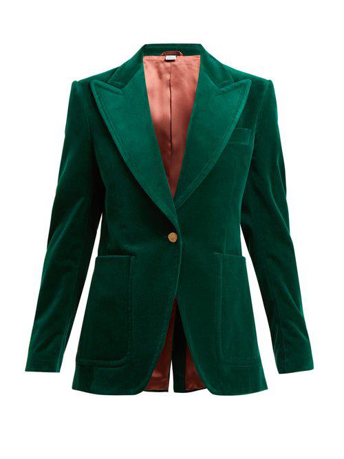 Gucci Tailored Velvet Jacket in Green | Lyst