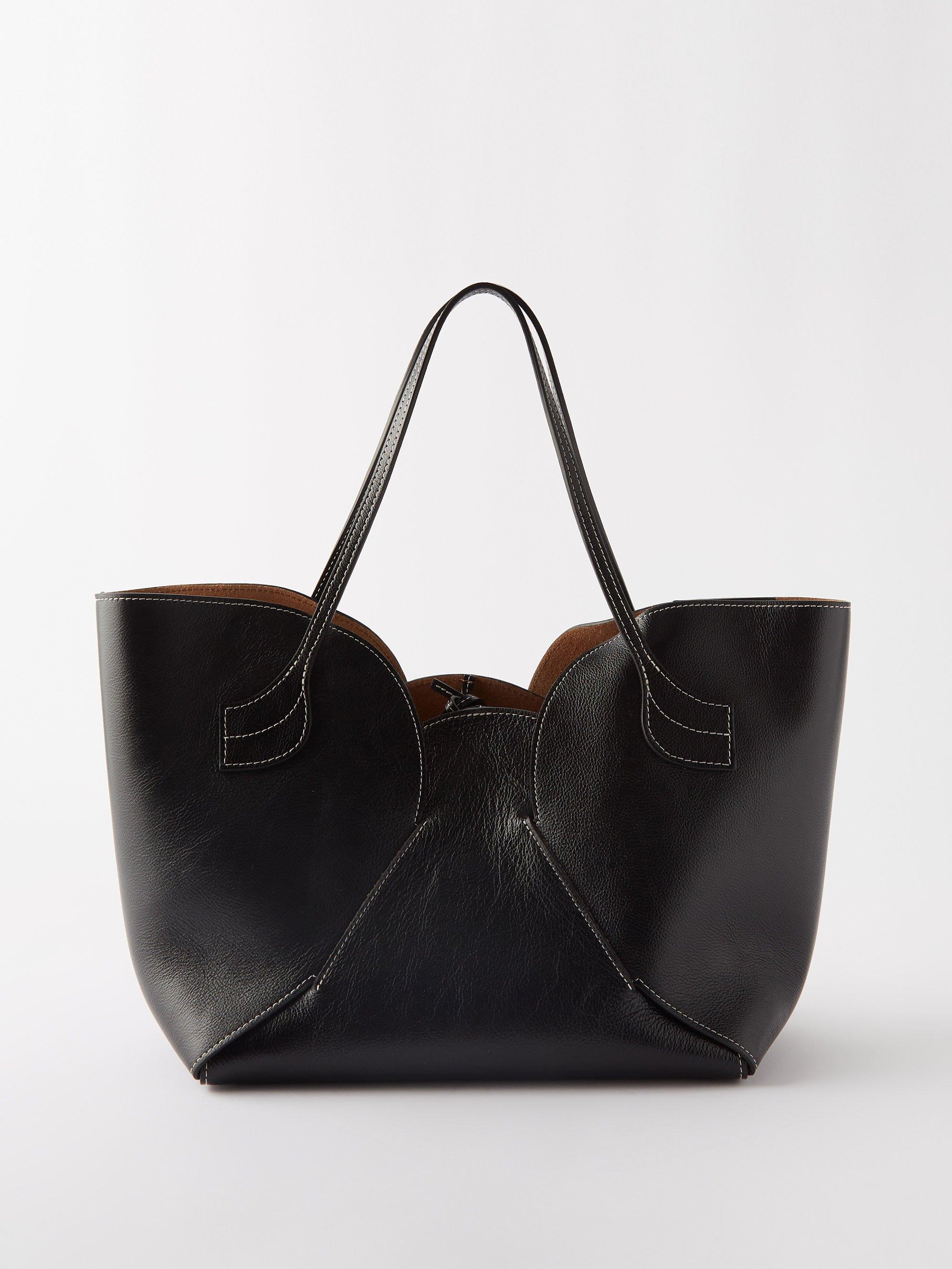 Hereu Sepal Large Leather Tote Bag - Brown