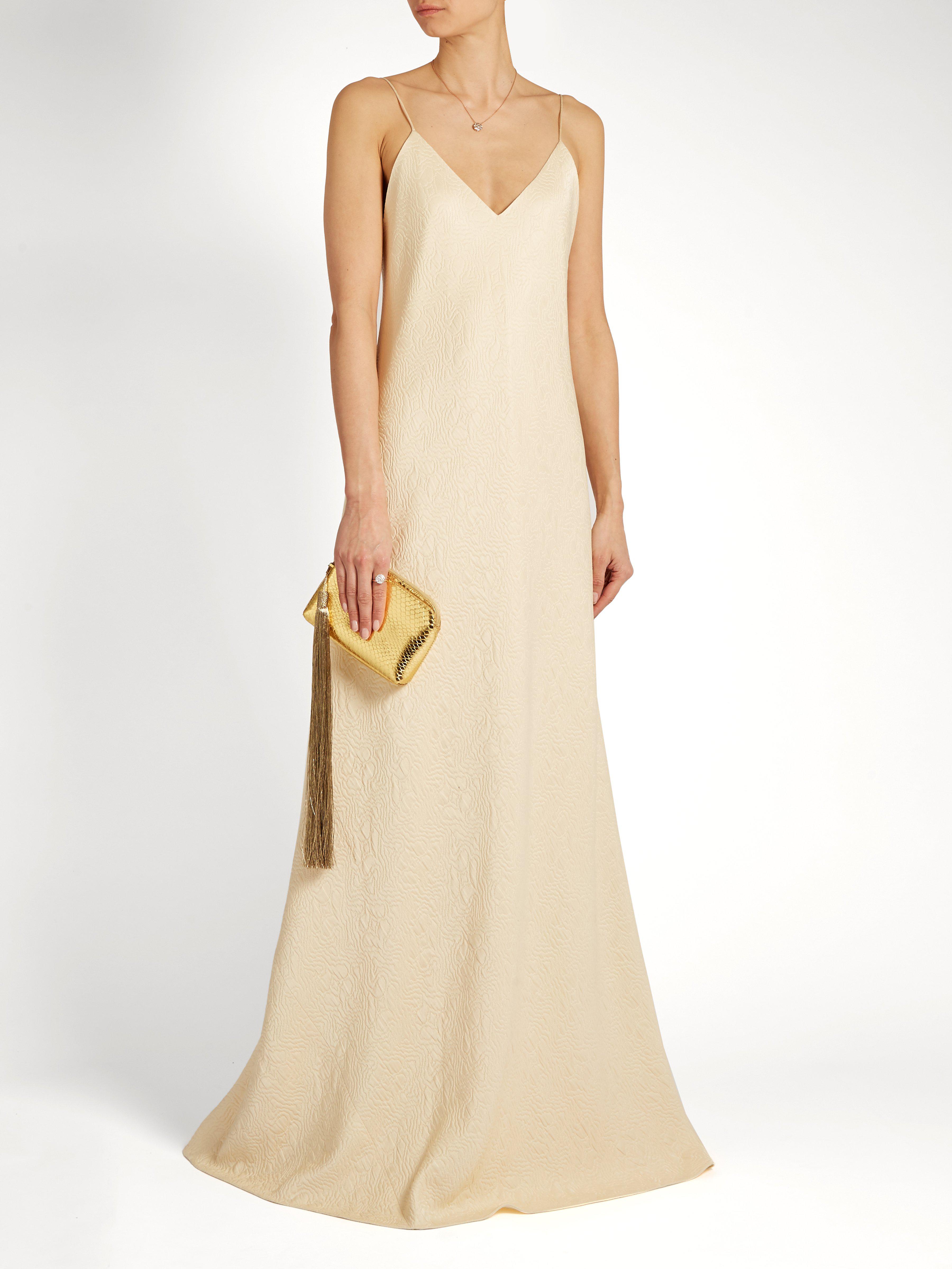The Row Vera Silk Cloqué Gown In Natural Lyst Vera Silk Cloqué Gown Lyst View Fullscreen