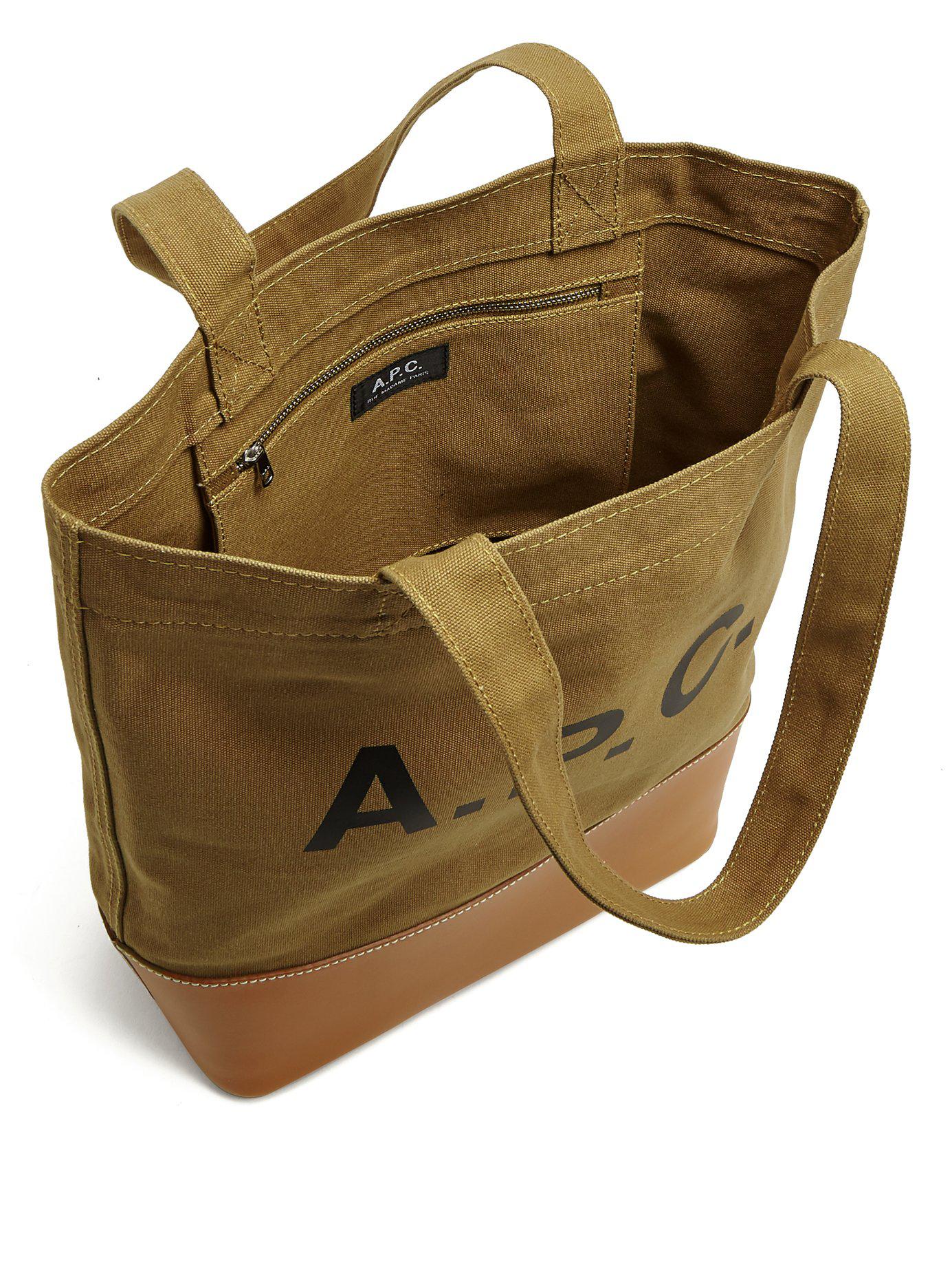 A.P.C. Contrast Panel Logo Print Canvas Tote Bag for Men - Lyst