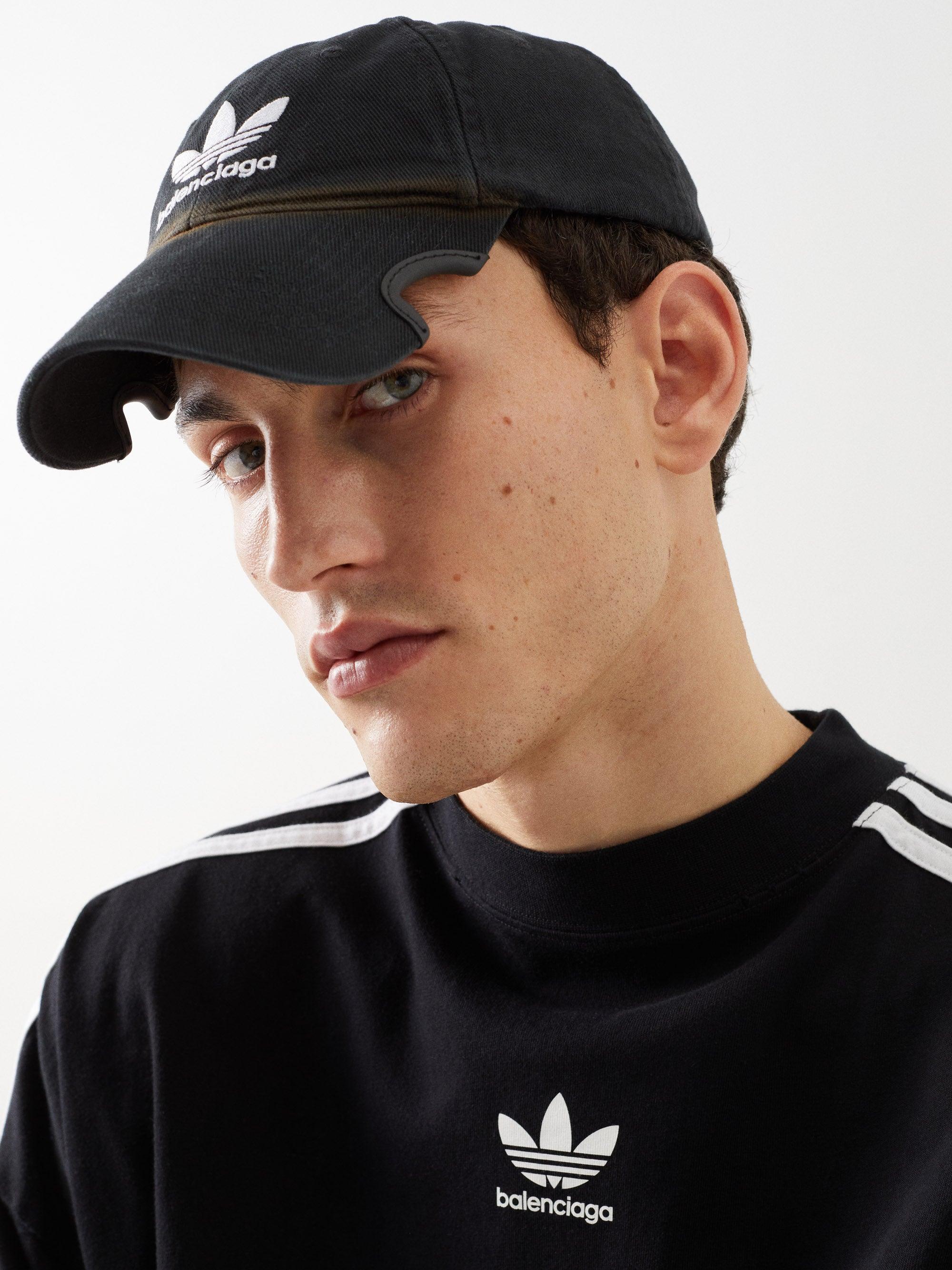 Balenciaga X Adidas Logo Distressed Cotton Baseball Cap in Black for Men |  Lyst