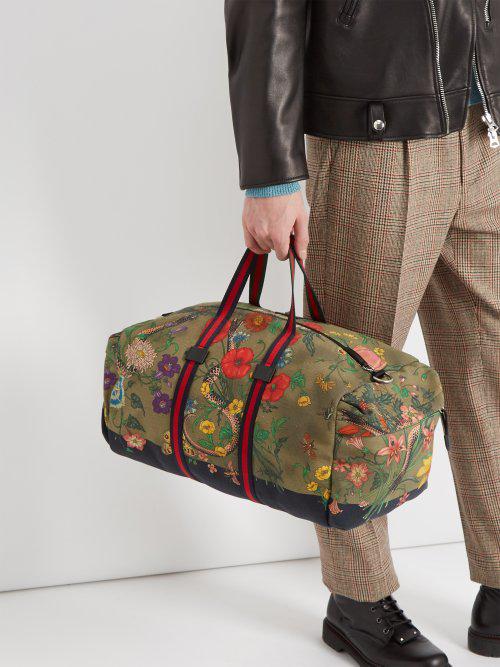 gucci floral duffle bag