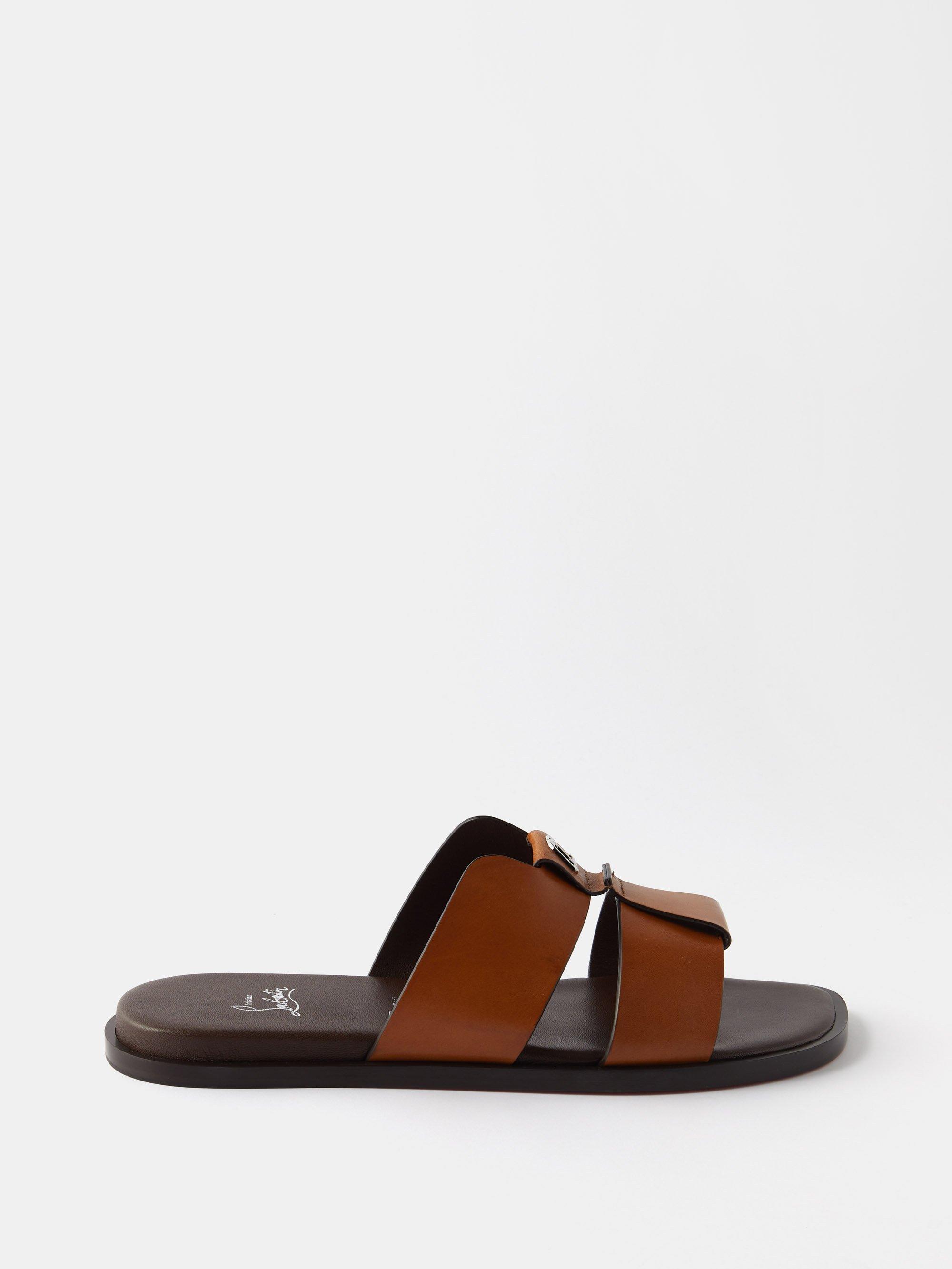 Christian Louboutin Loubi Be Leather Sandals in Brown Men | Lyst