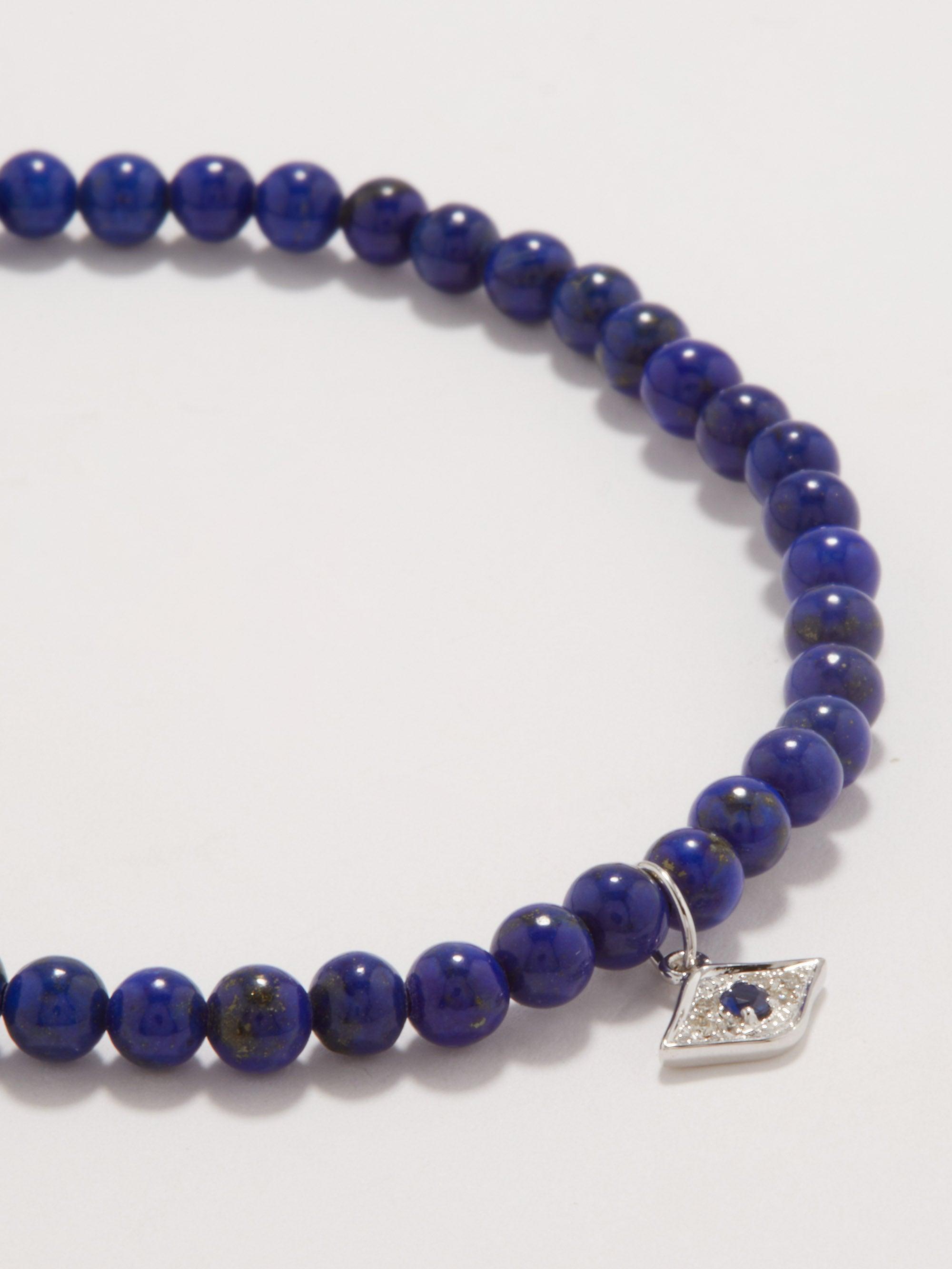 for Men Mens Jewellery Bracelets Sapphire & Lapis Lazuli Bracelet in Dark Blue Sydney Evan Evil Eye Diamond Blue 