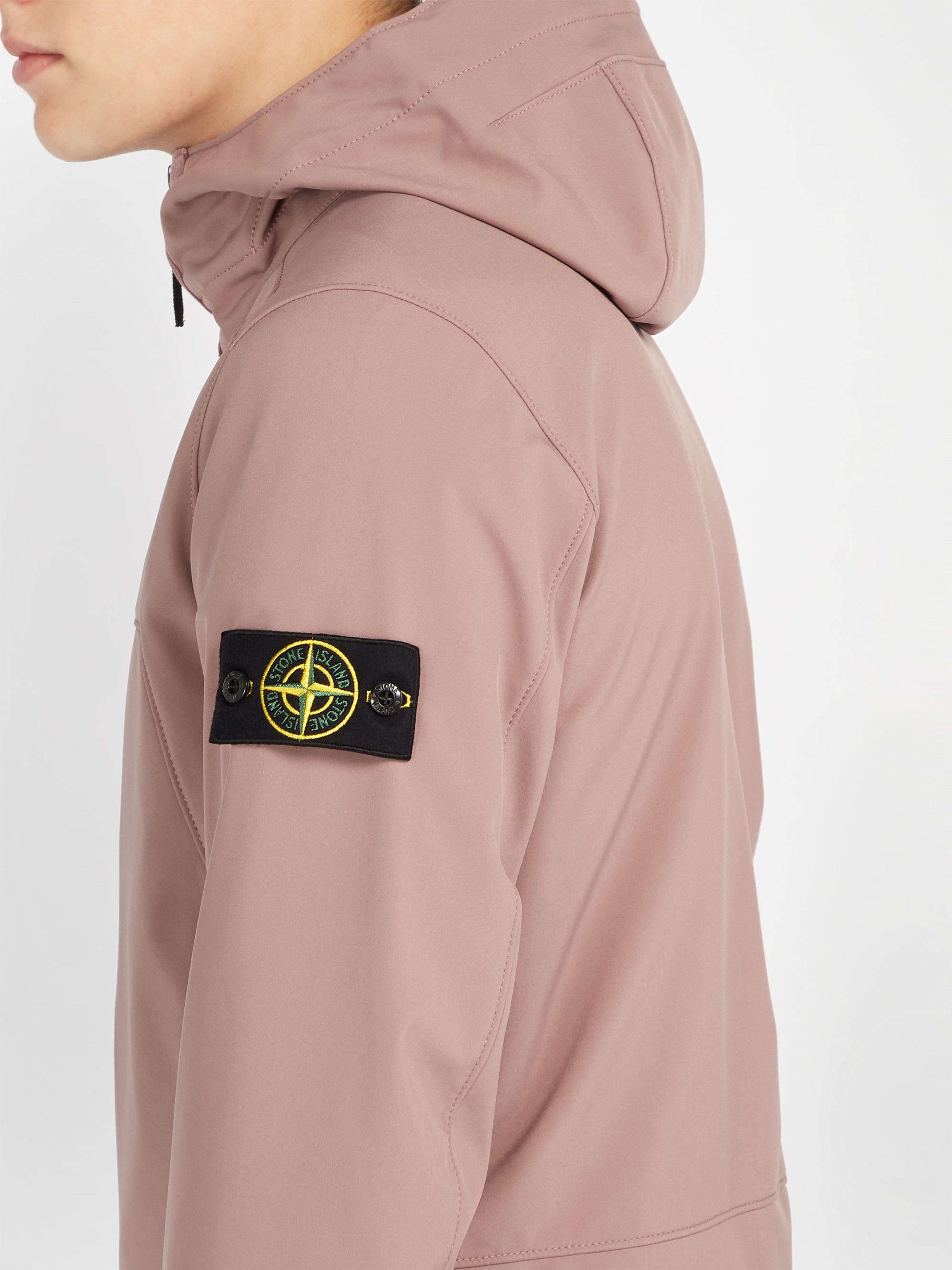 Stone Island Fleece Soft Shell-r Waterproof Hooded Jacket in Pink for Men |  Lyst Australia