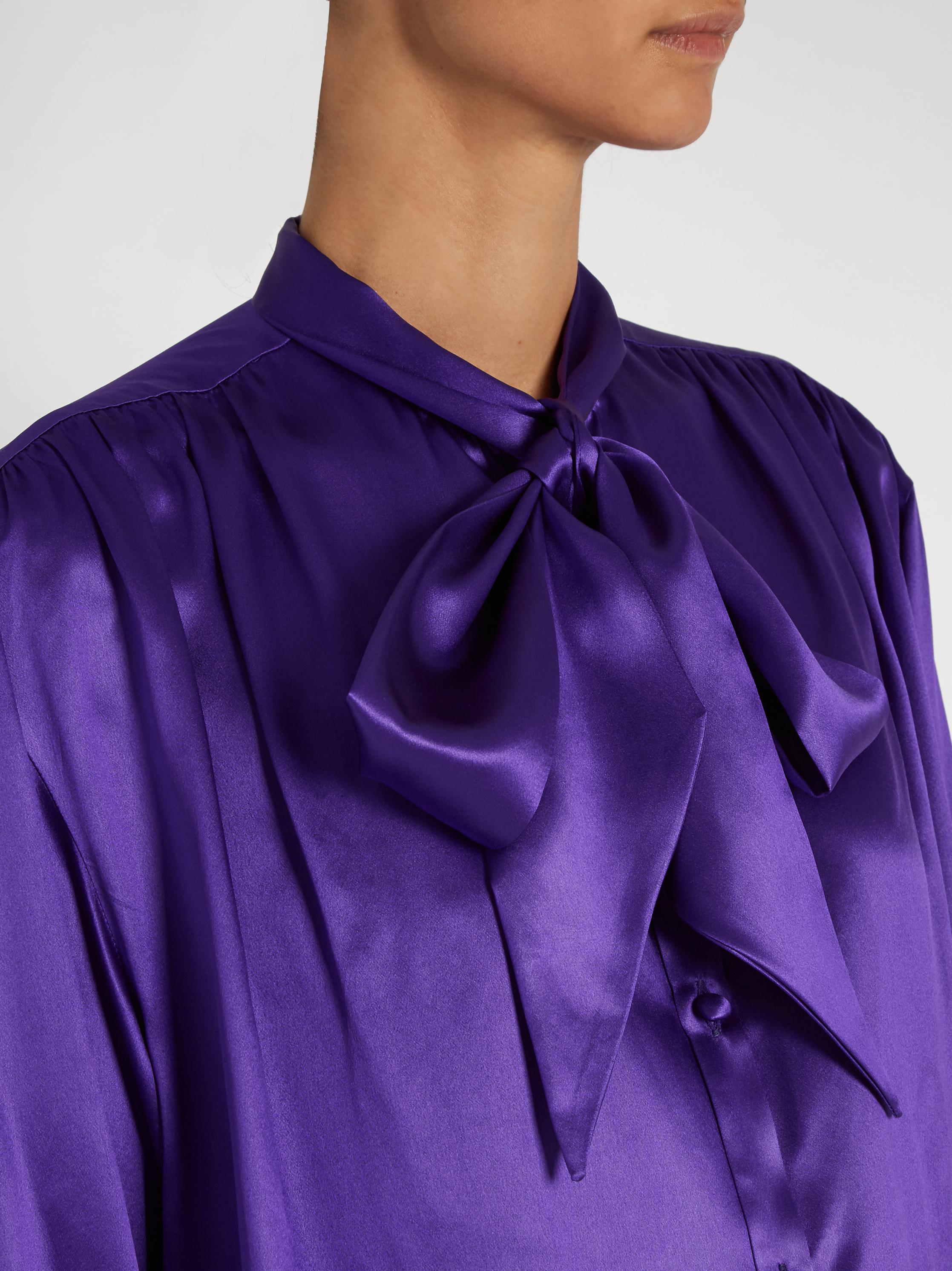 Balenciaga Neck-tie Silk-satin Blouse - Lyst