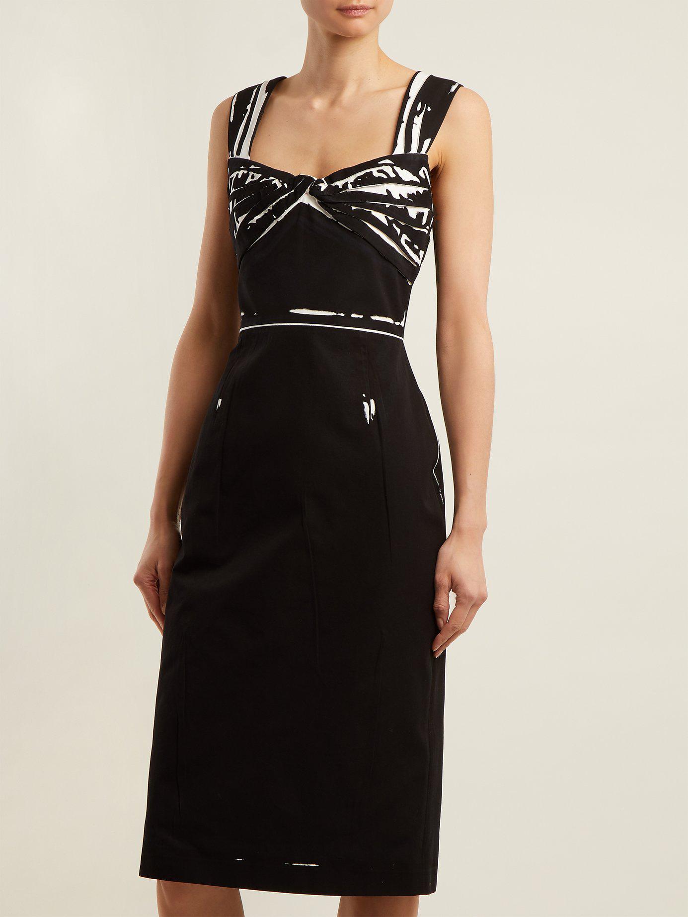 Prada Overprinted-print Cotton Dress in Black - Lyst