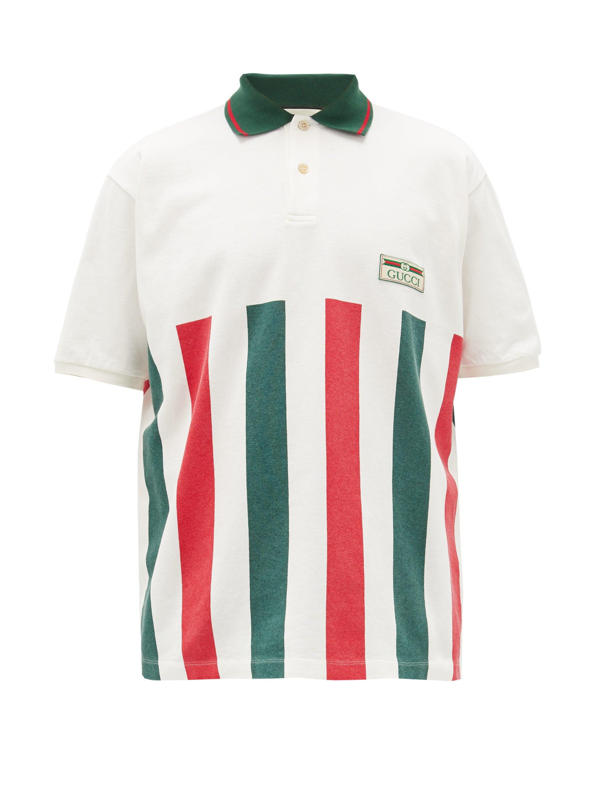 Gucci Striped Logo Polo in White Green Red (White) for Men - Lyst