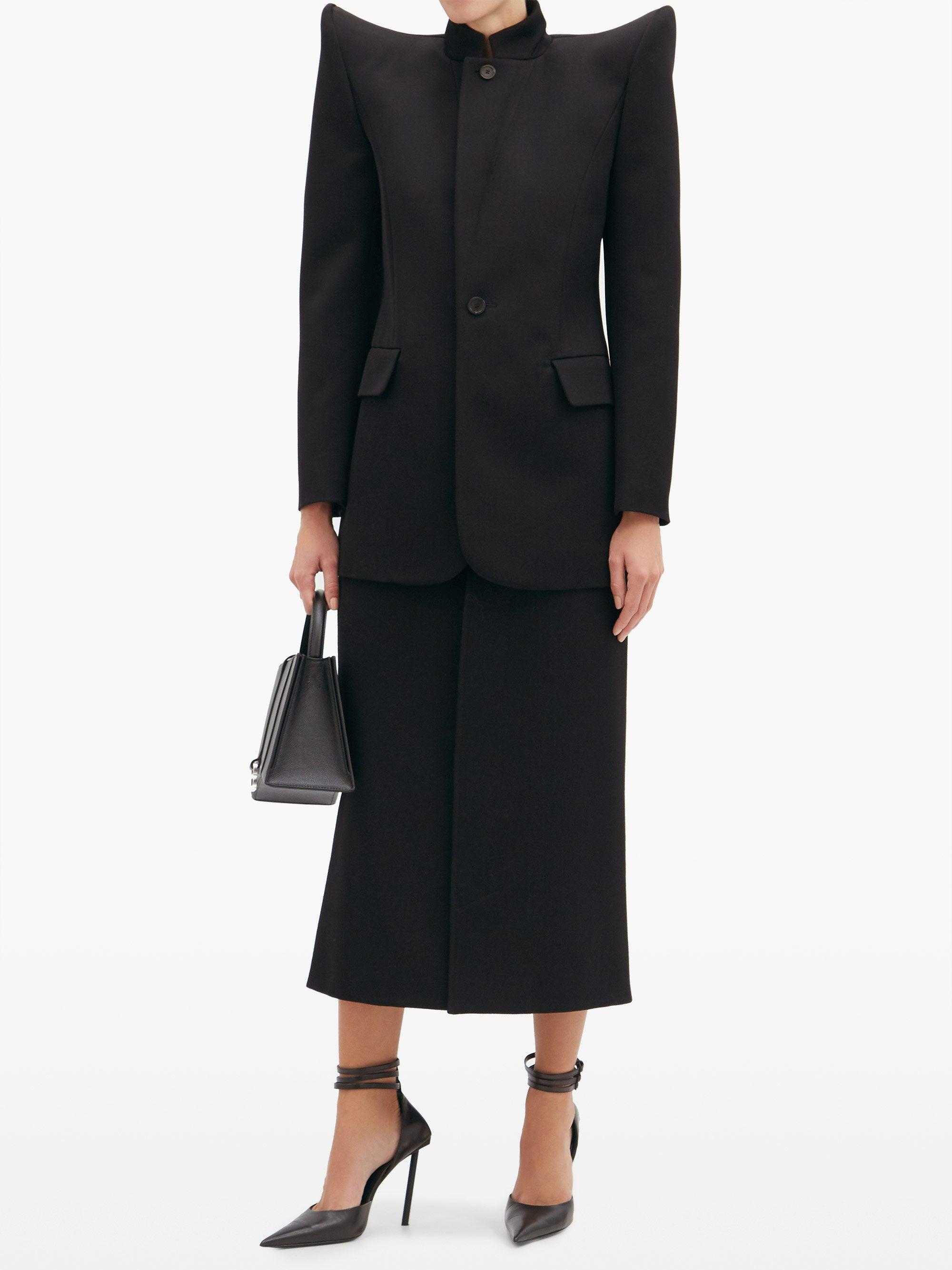 Balenciaga Pagoda Exaggerated-shoulder Wool-twill Jacket in Black