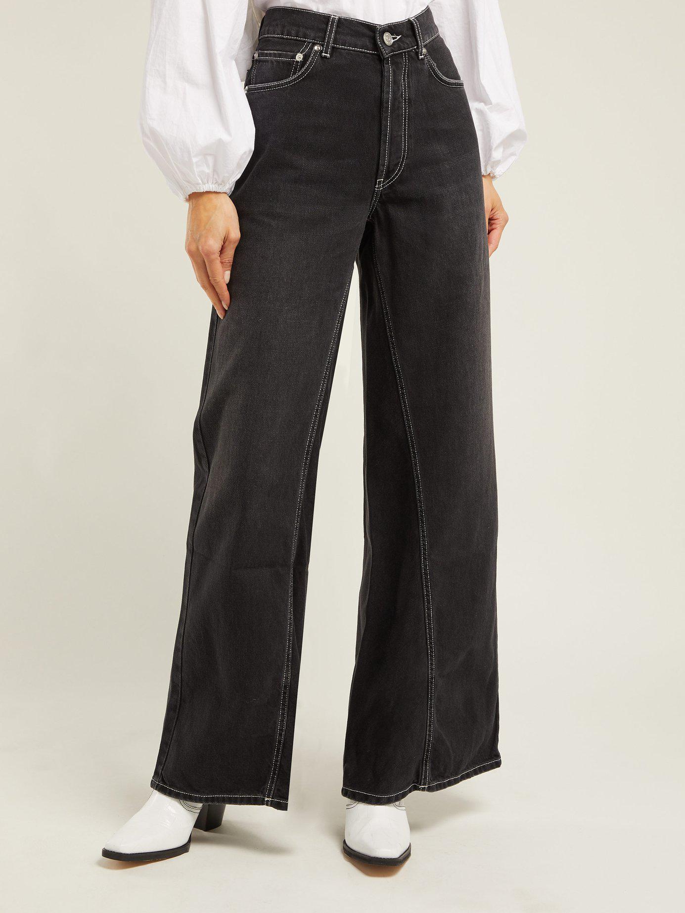 Ganni Rienzi Wide Leg Jeans in Black | Lyst