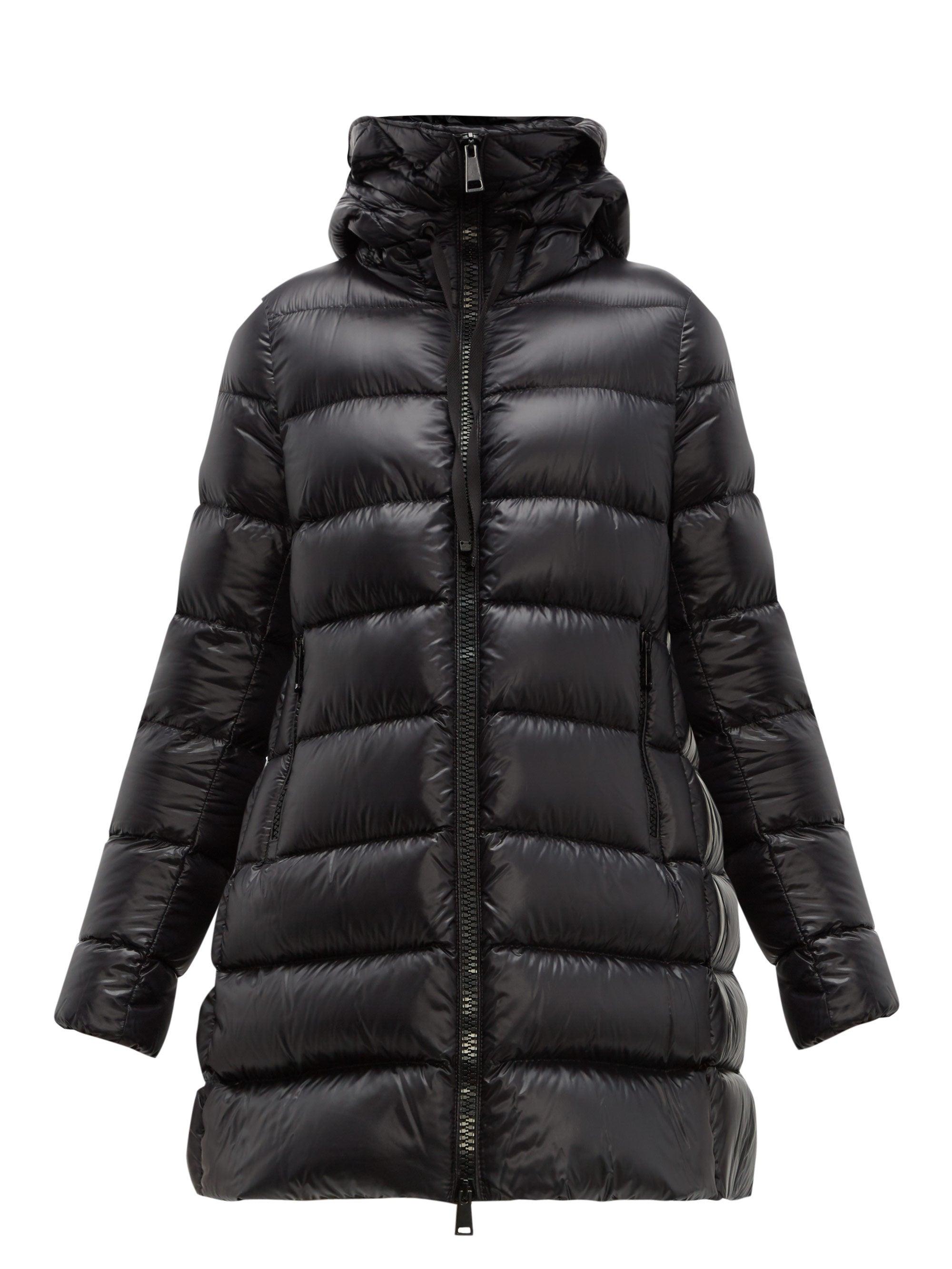 Moncler Suyen A-line Quilted-down Coat in Black | Lyst
