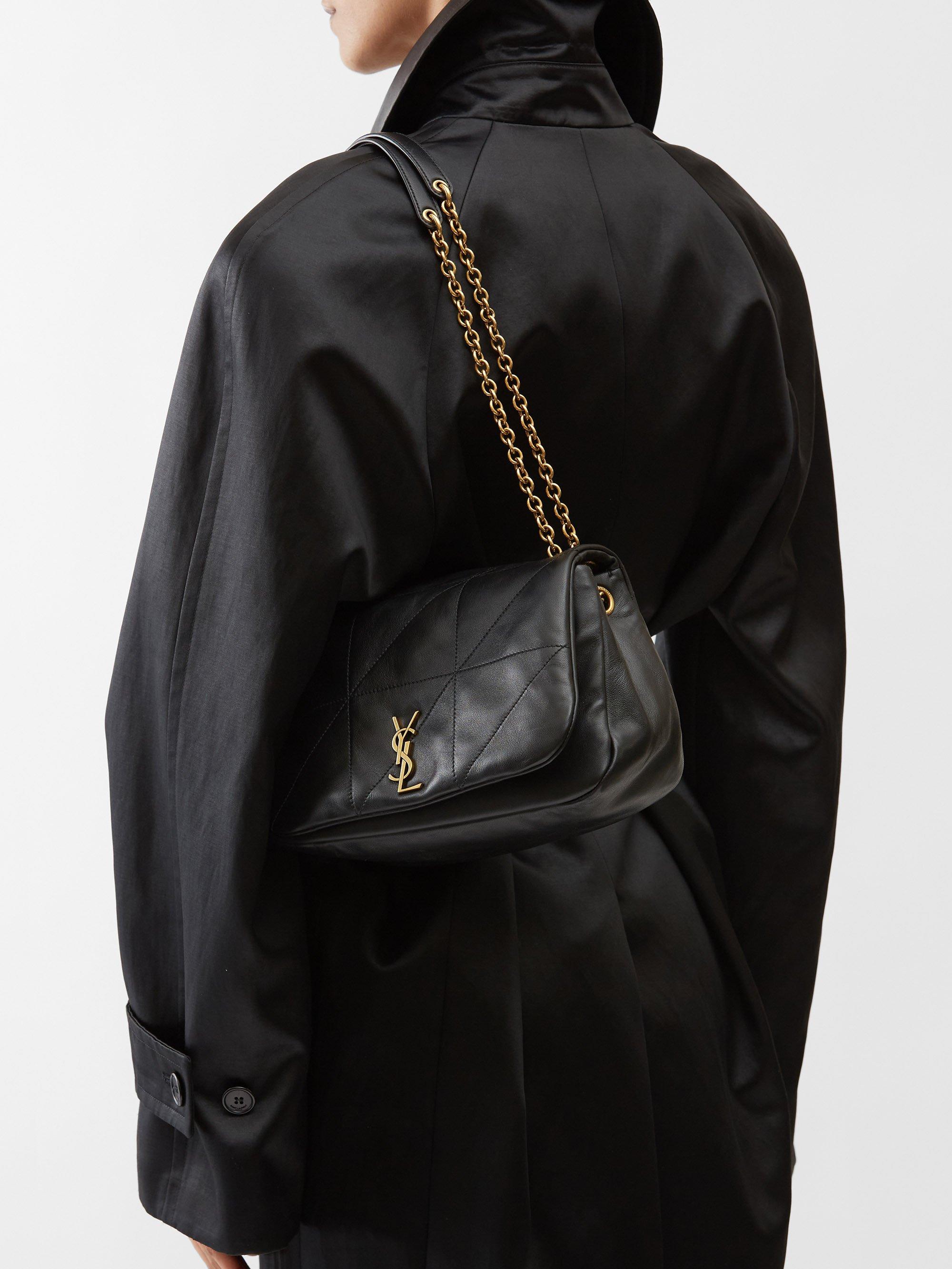 Saint Laurent Monogramme Quilted Textured-leather Shoulder Bag Black