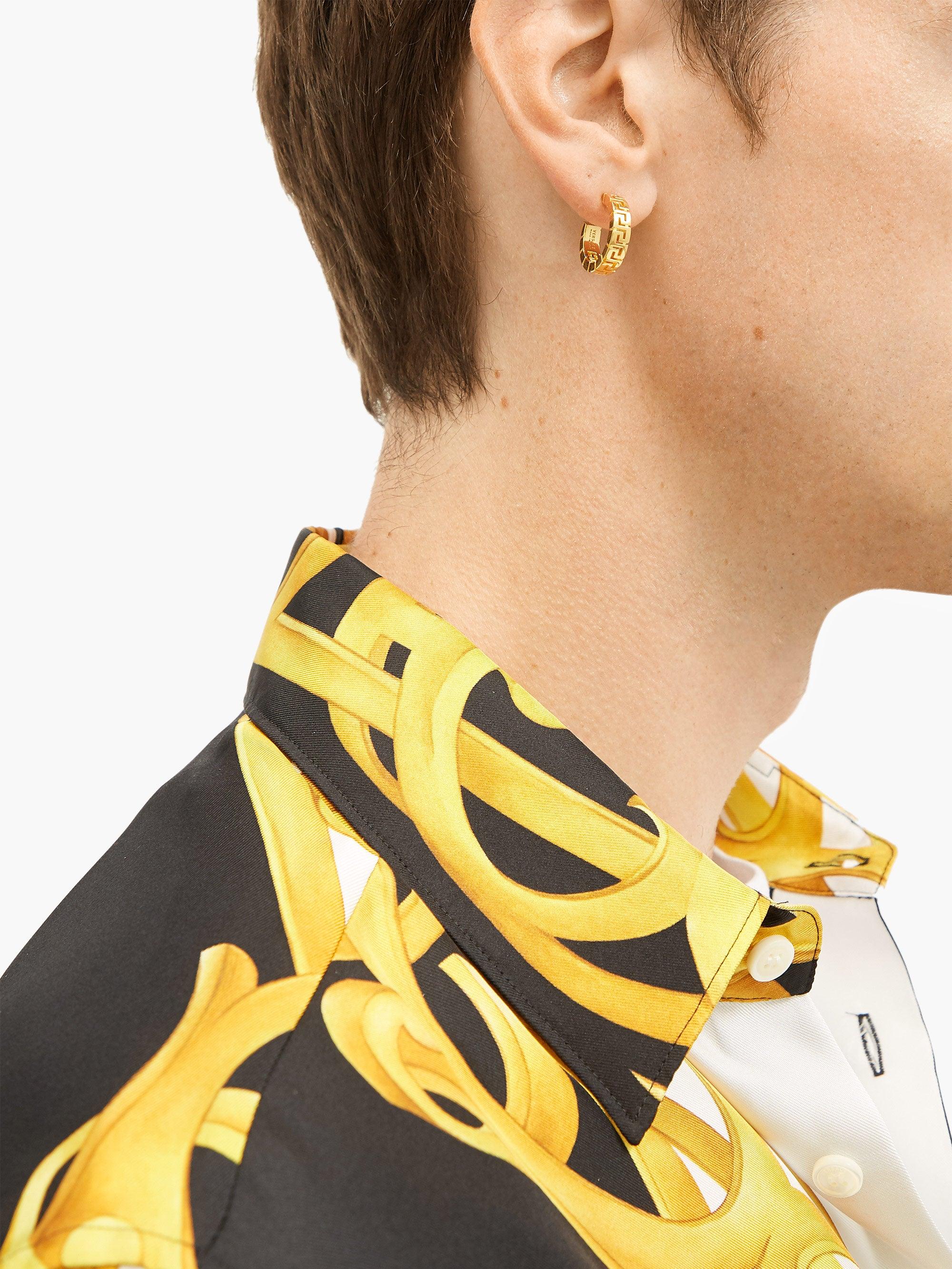 Versace Greca Hoop Earrings in Gold (Metallic) for Men - Lyst