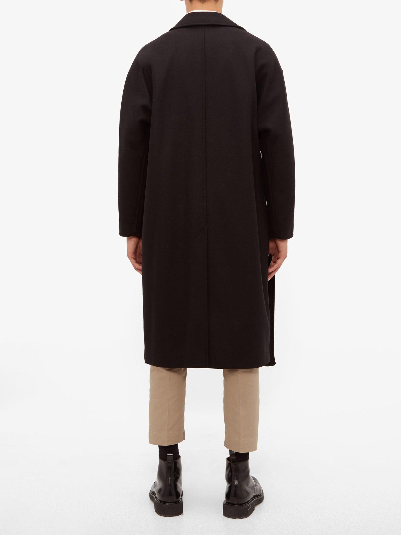 Maison Kitsuné Belted Wrap Coat in Black for Men | Lyst