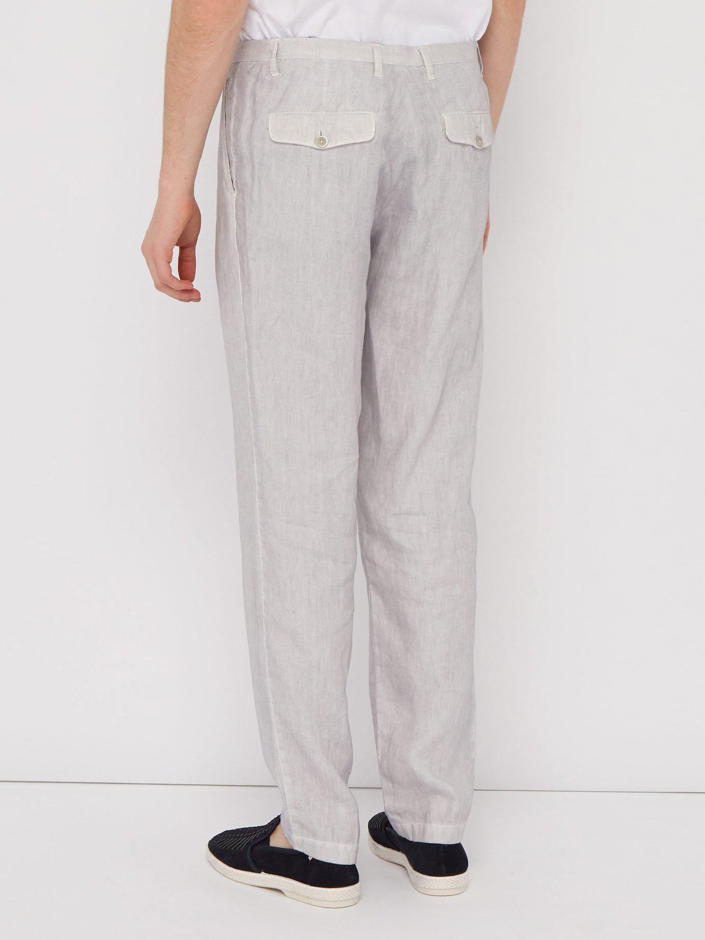 120% Lino Linen Trousers in Grey (Gray) for Men - Lyst