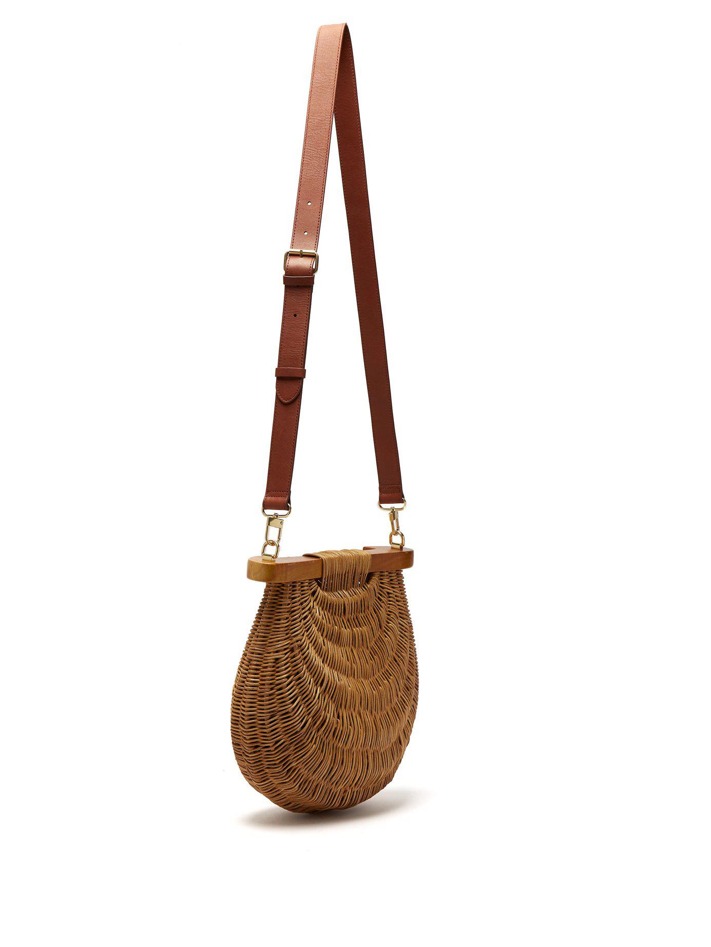 STAUD Leather Goldie Wicker Basket Bag in Brown Lyst