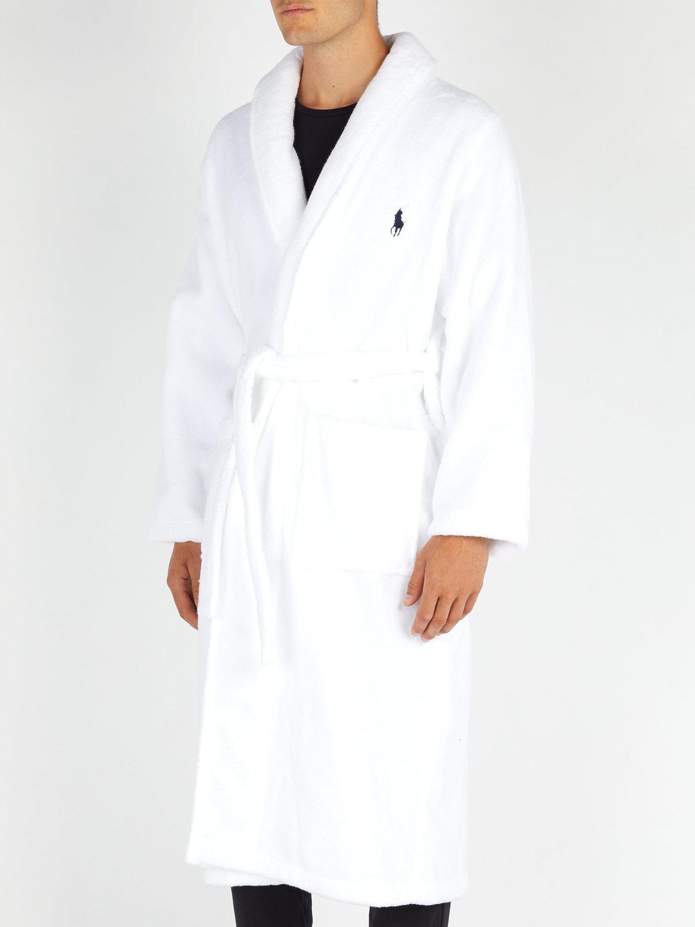 Polo Ralph Lauren Logo Embroidered Terry Towelling Cotton Bathrobe in