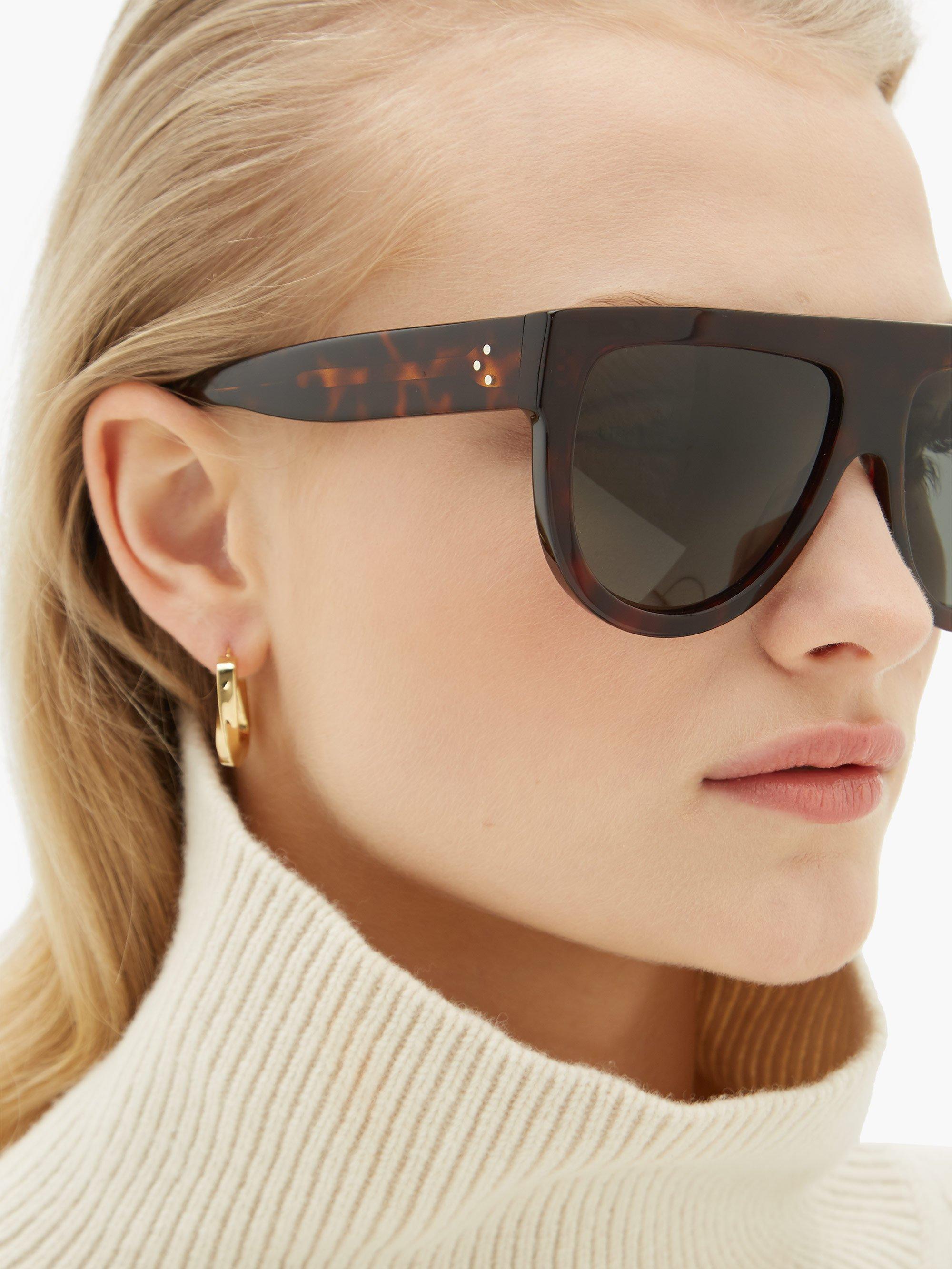 Celine Flat-top Tortoiseshell-acetate Sunglasses in Gray | Lyst