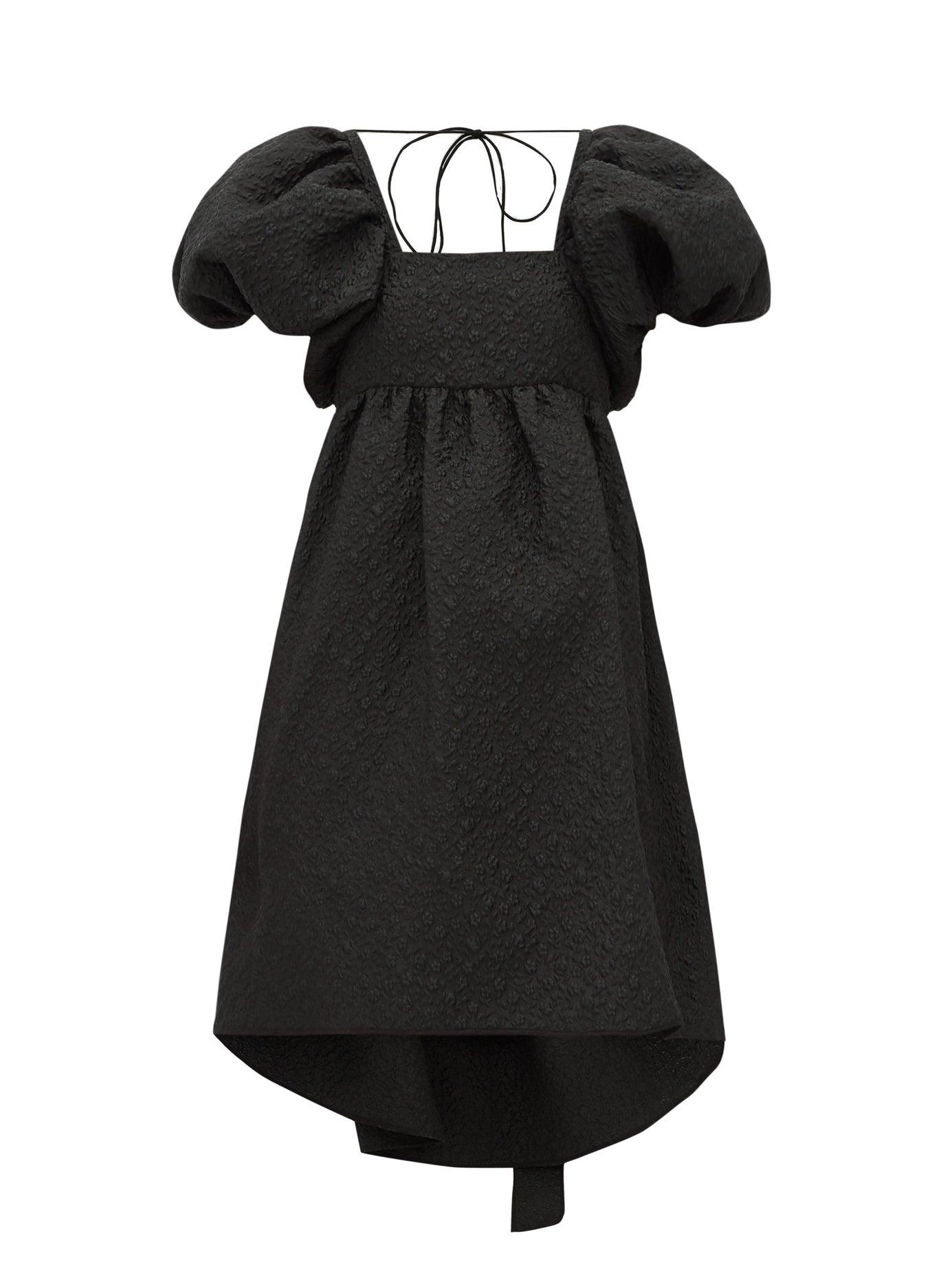 Cecilie Bahnsen Tilde Puff-sleeve Floral-matelassé Dress in Black 