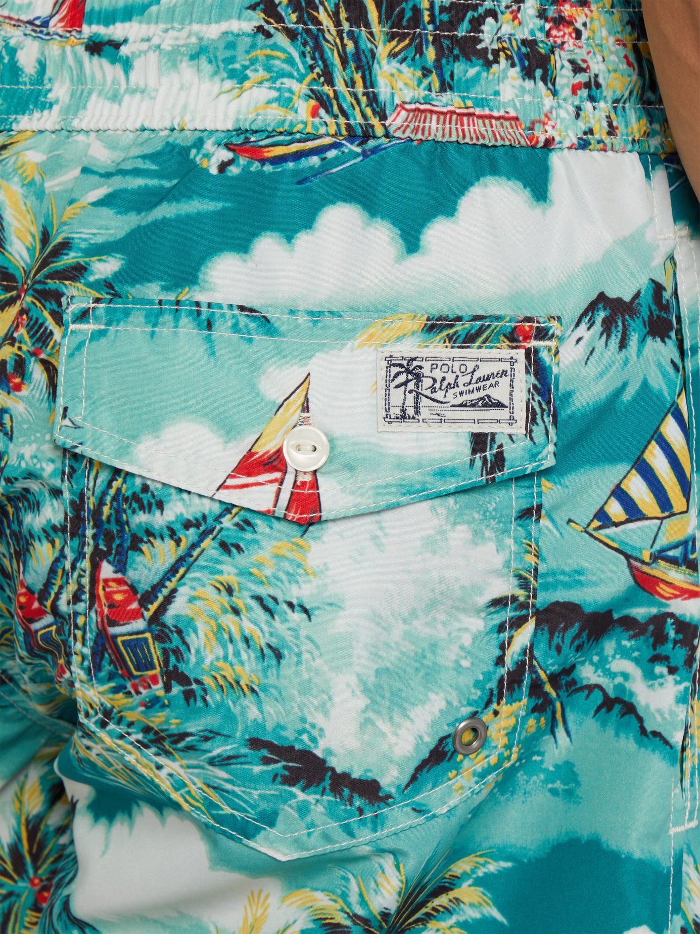 Polo Ralph Lauren Hawaii Print Swim Shorts in Green for Men | Lyst