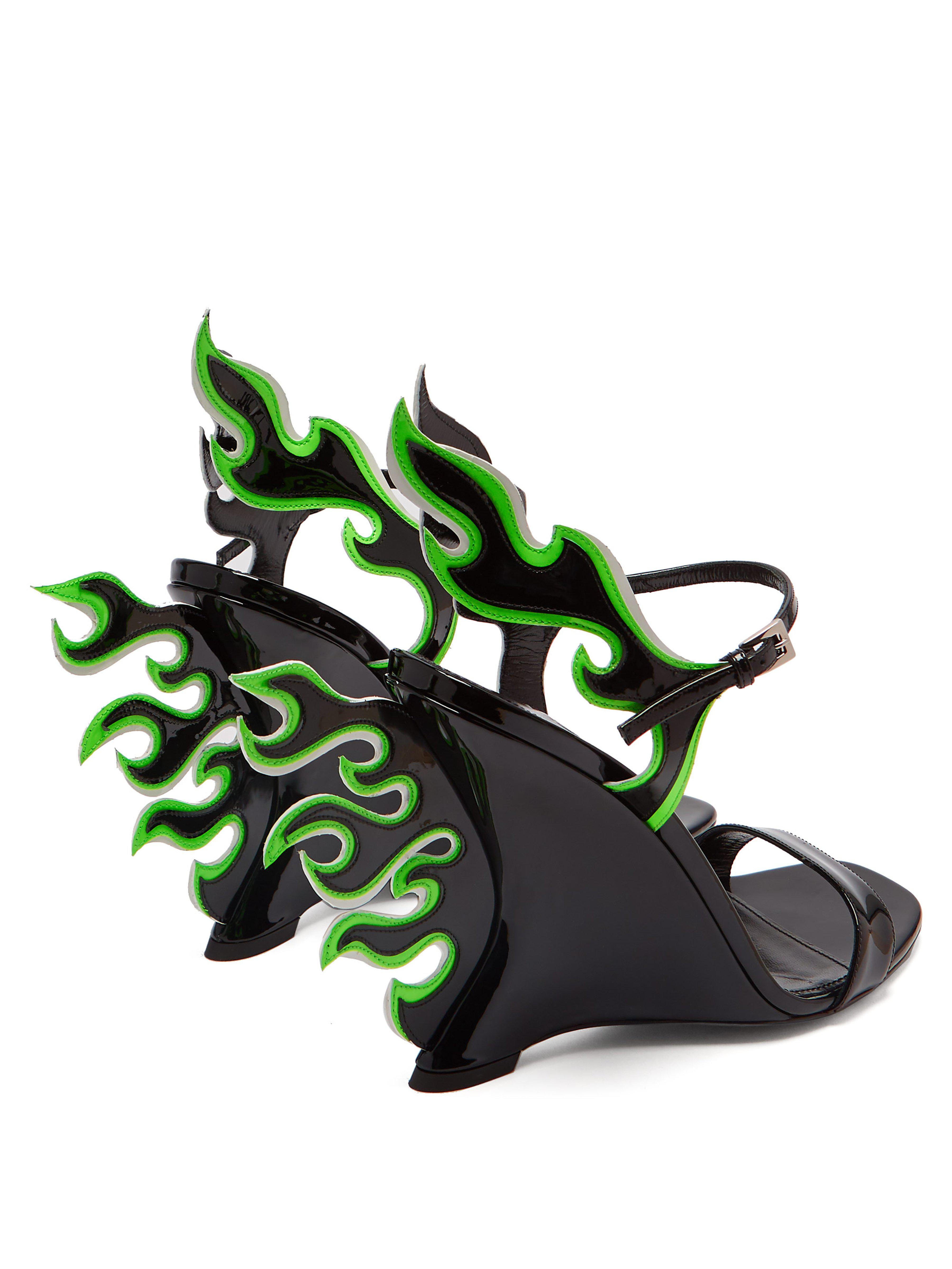 prada flame heels green