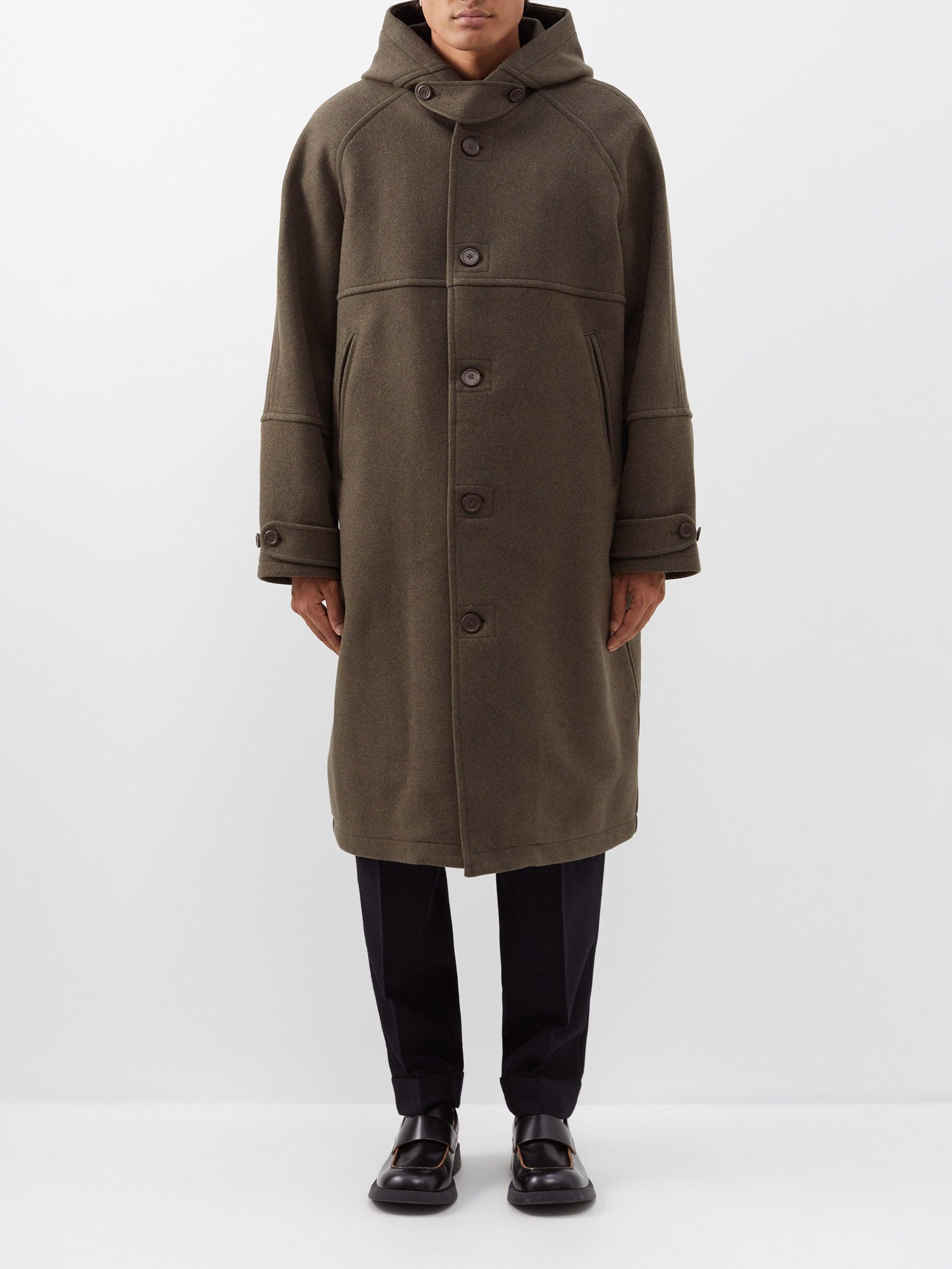 Our Legacy Raglansleeve Woolblend Hooded Duffle Coat in Brown for Men Lyst