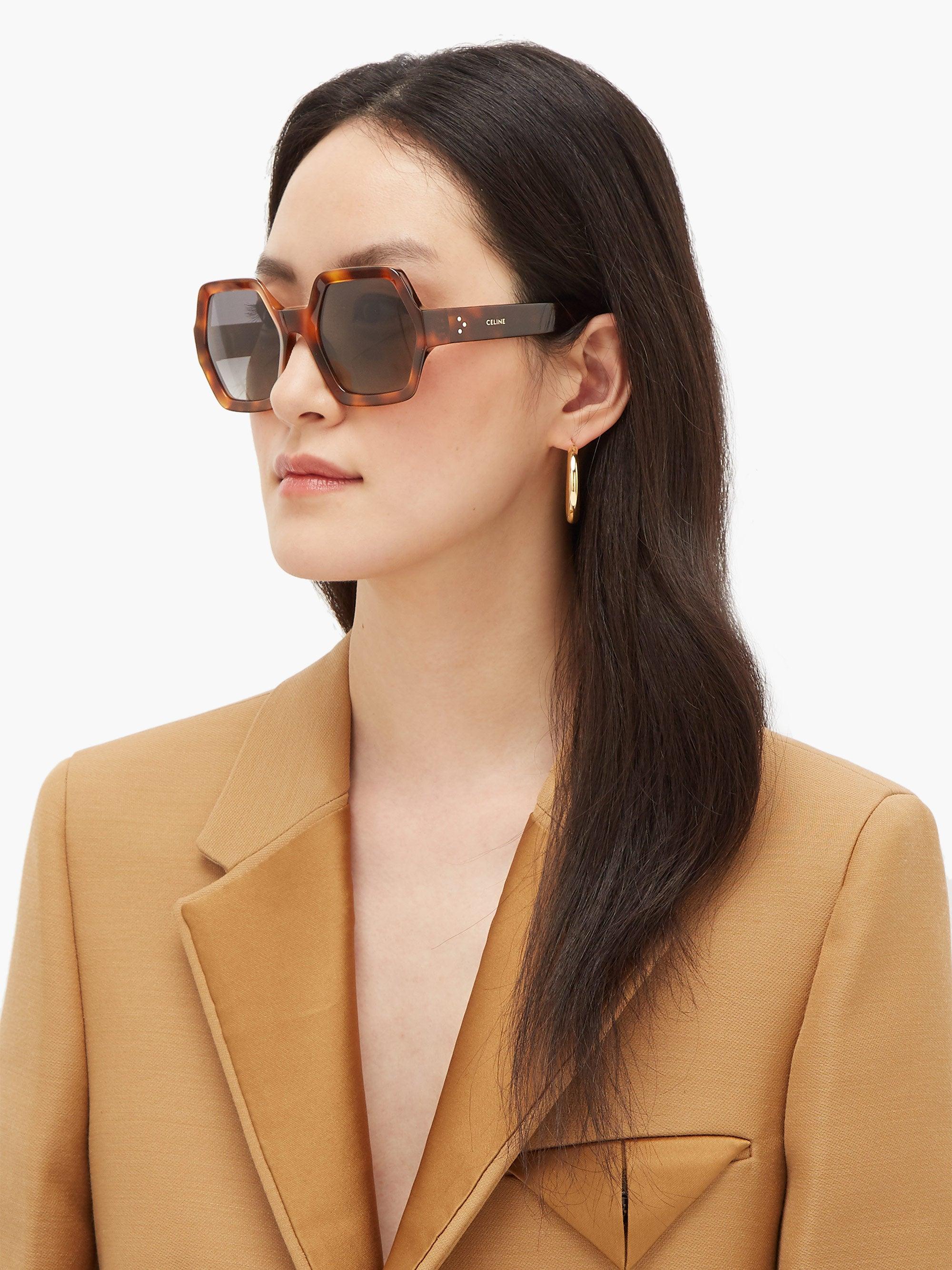 Celine Hexagon-frame Acetate Sunglasses - Black | Editorialist