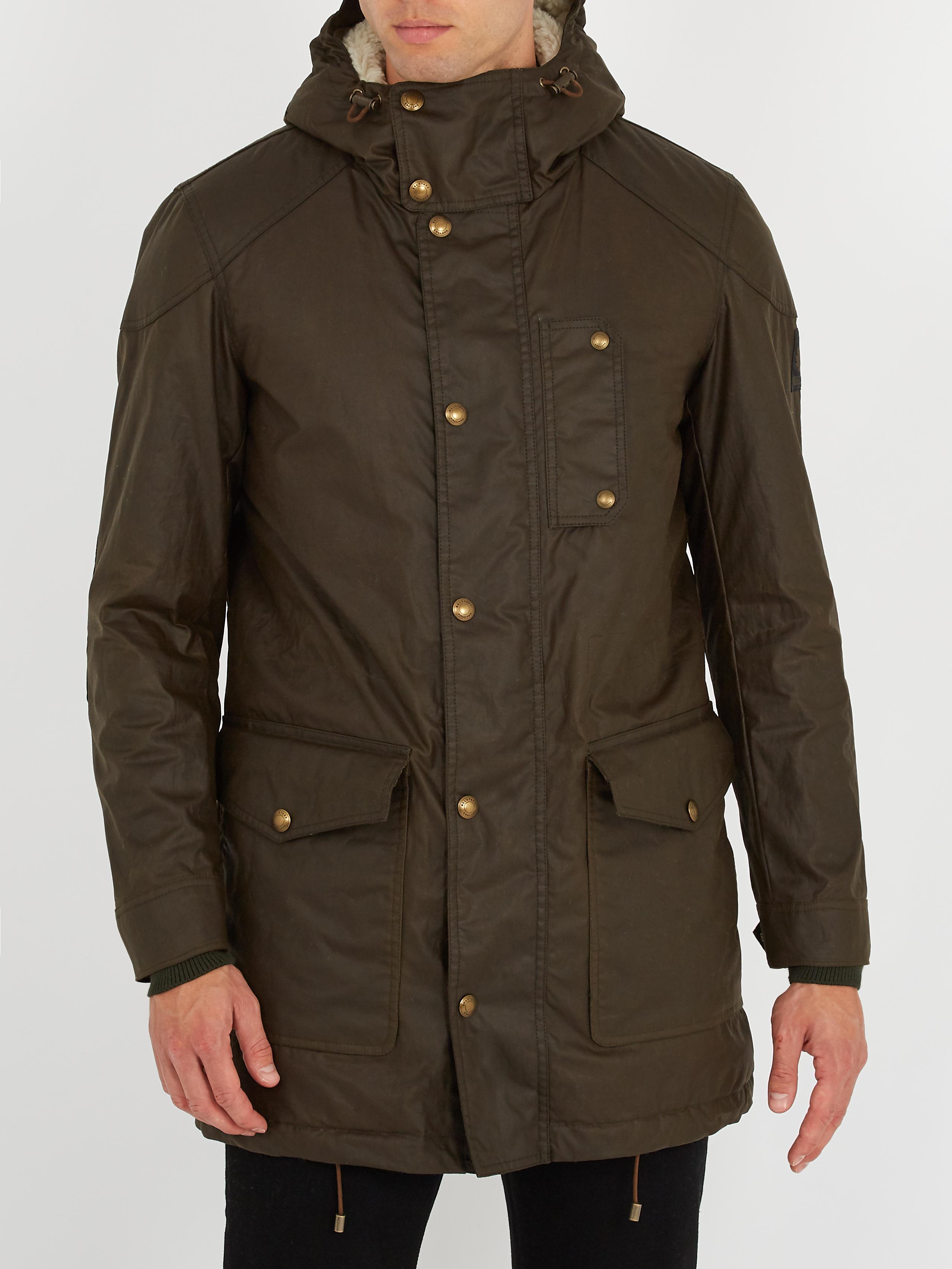 Belstaff Kentchurch Waxed-cotton Parka in Faded Olive (Green) for Men ...