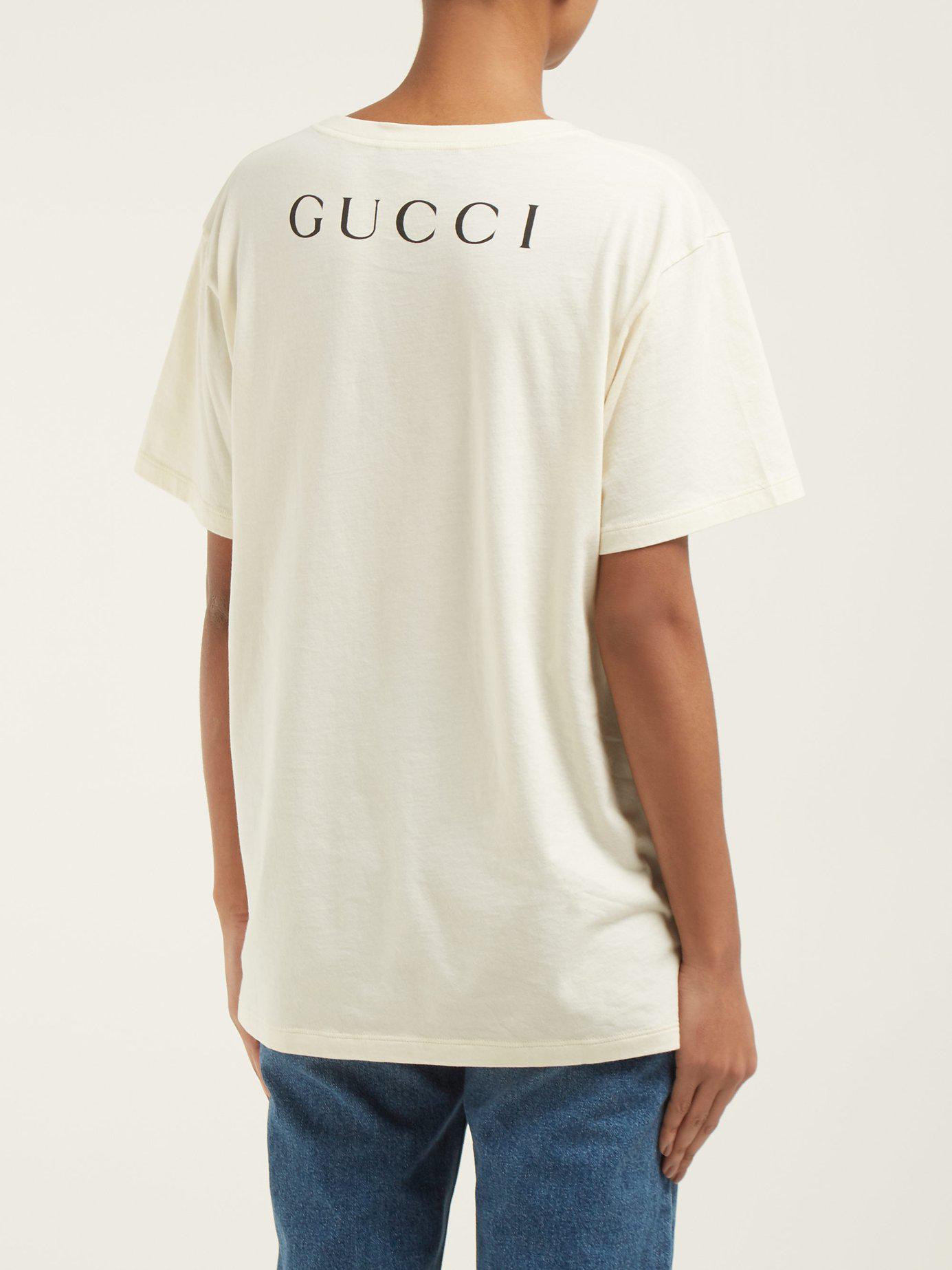 Gucci Billy Idol Printed Cotton T Shirt in White | Lyst