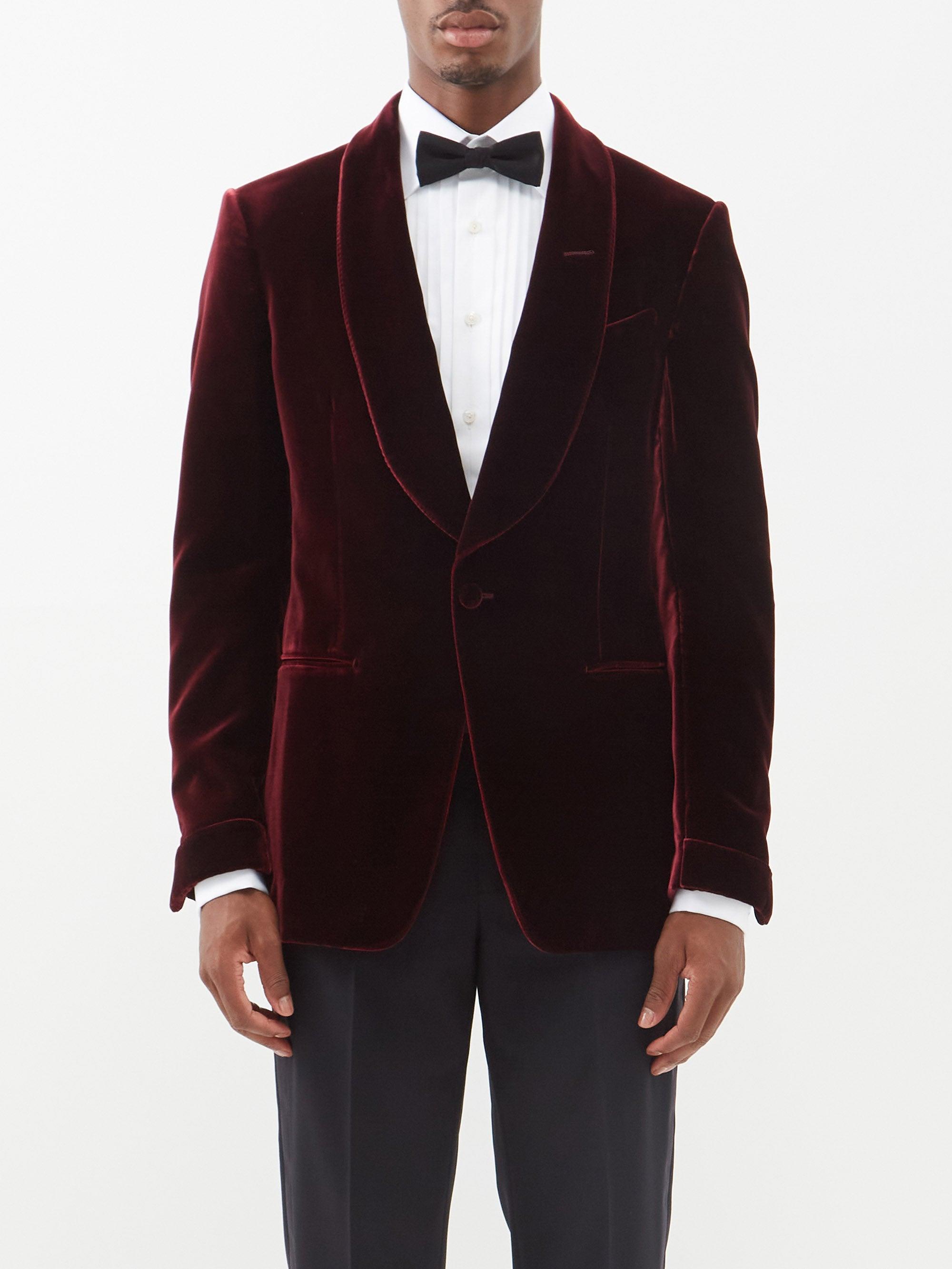 Tom Ford Shelton Velvet Tuxedo Jacket in Red for Men | Lyst