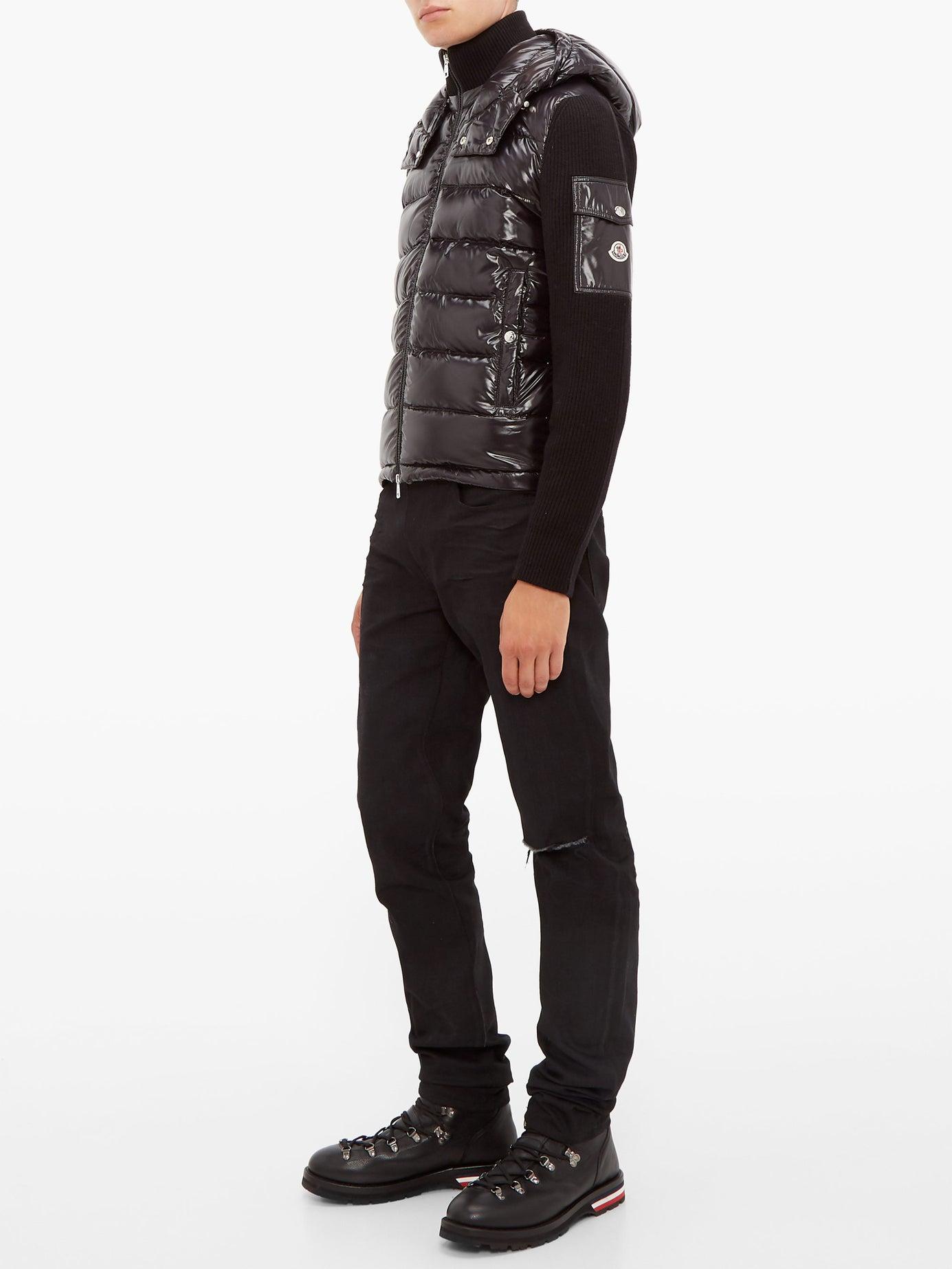 Download Moncler Synthetic Rib-knit Hooded Jacket in Black for Men ...