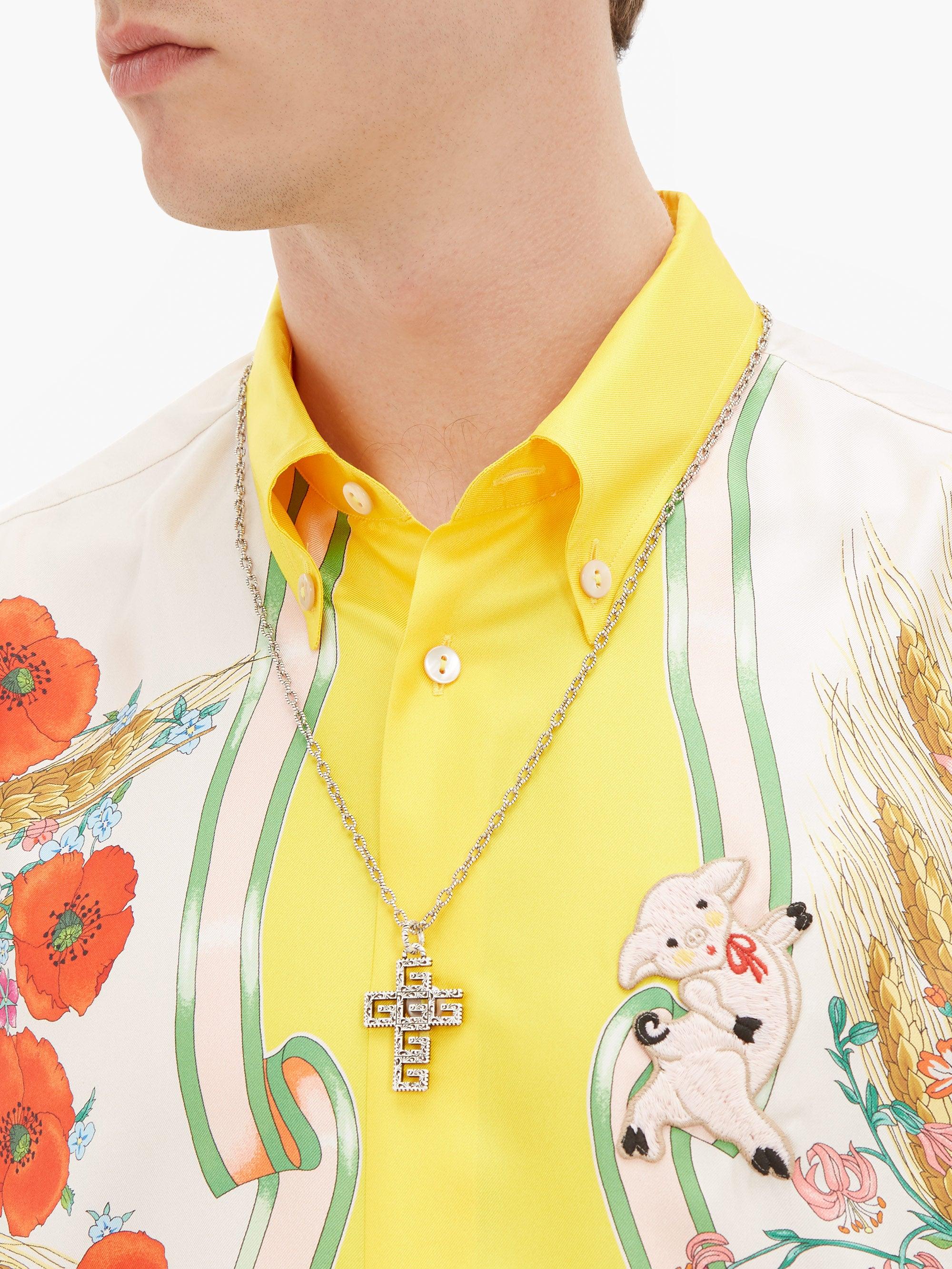 Gucci G-cross Sterling Silver Necklace in Metallic for Men | Lyst