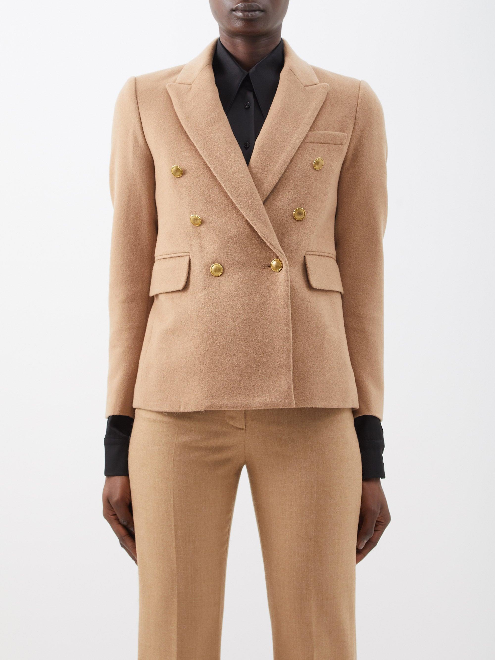 Nili Lotan Henry Double-breasted Wool And Camel-hair Jacket in Natural | Lyst