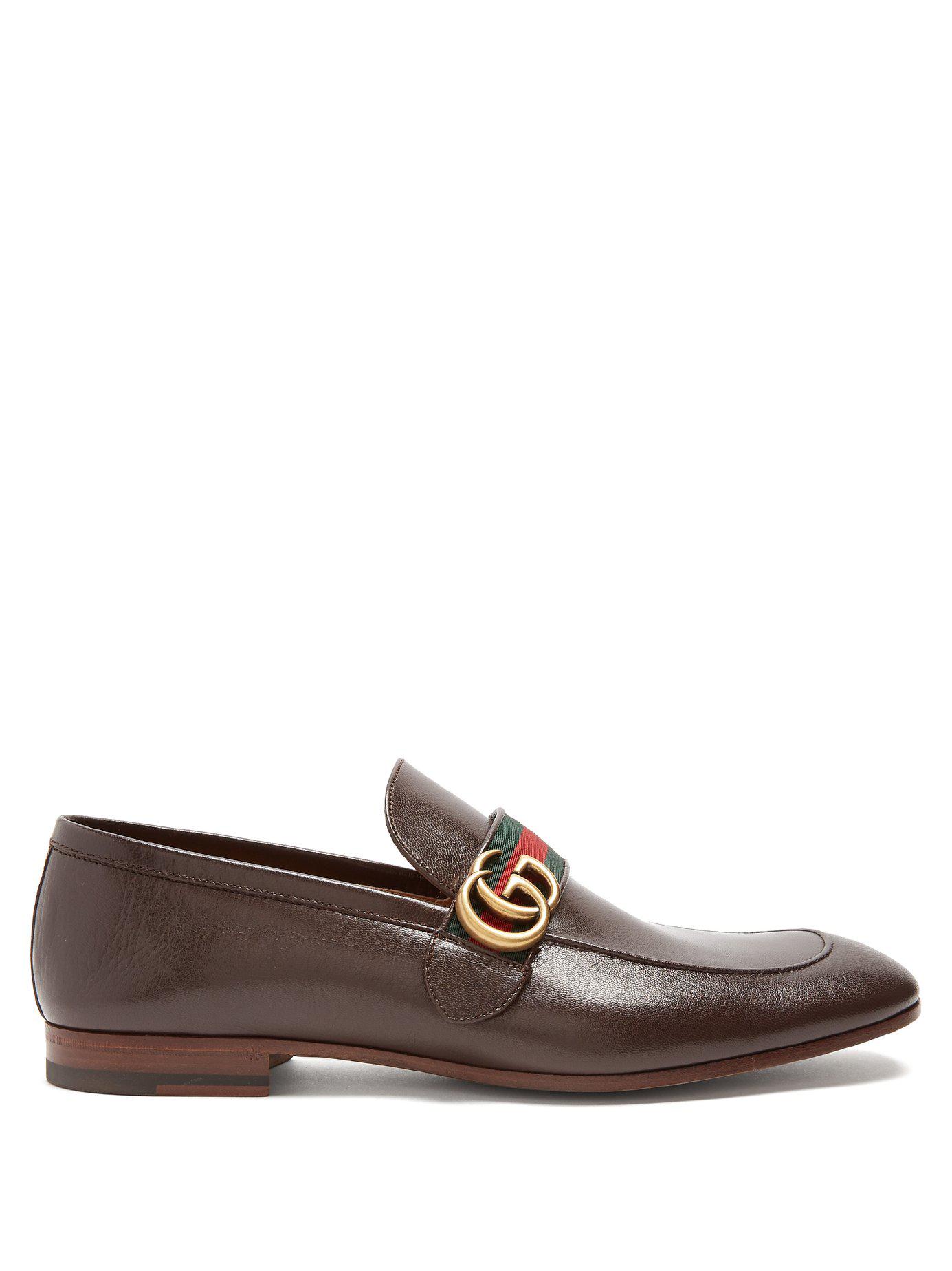 Gucci Donnie Gg Leather Loafers in Brown for Men | Lyst