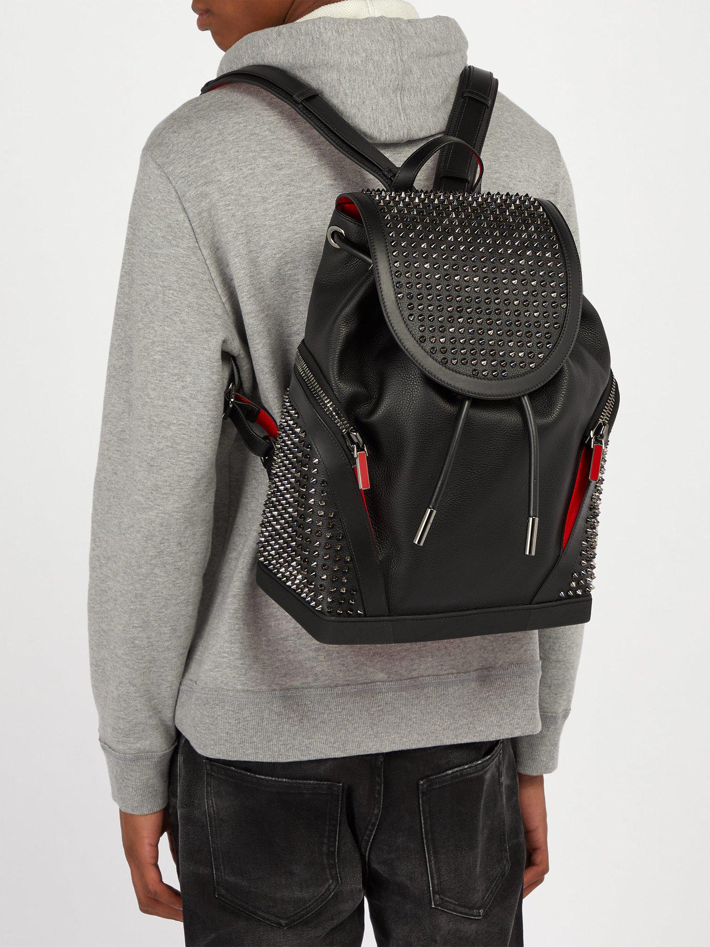 Christian Louboutin Leather Explorafunk Spike Embellished Backpack in Black  for Men | Lyst