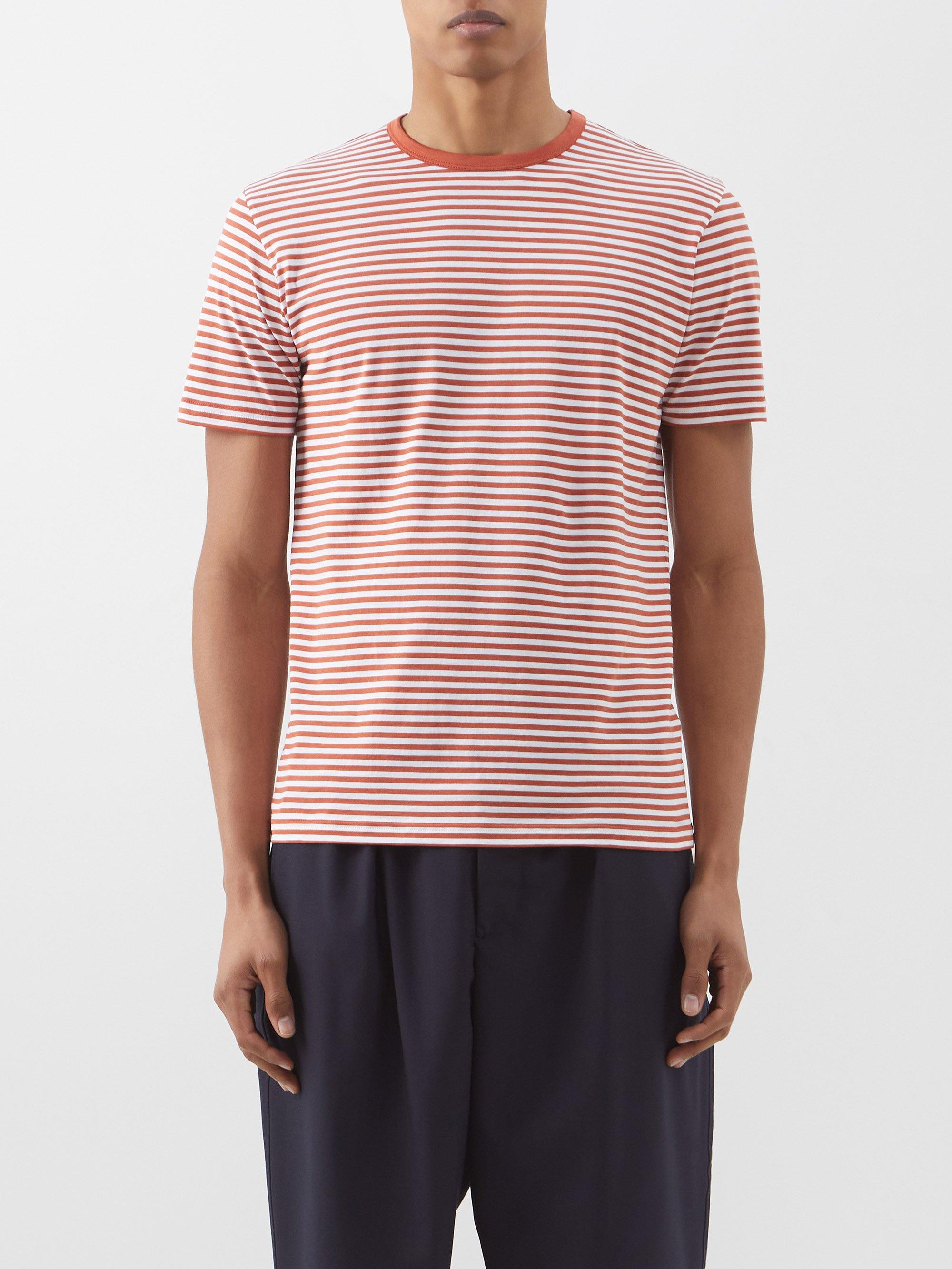Sunspel Striped Cotton-jersey T-shirt in Pink for Men | Lyst