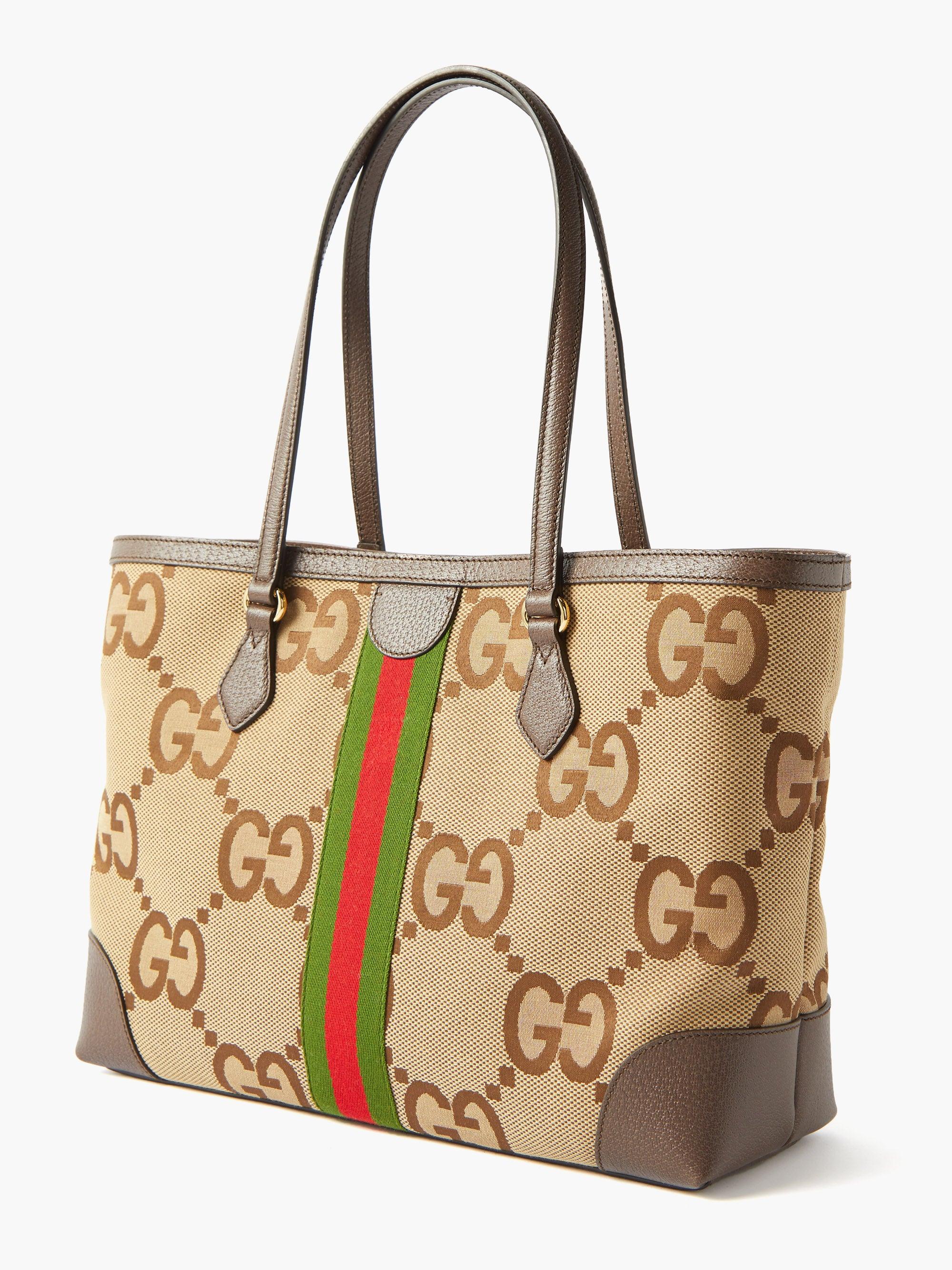 Gucci Ophidia Jumbo GG Medium Tote Beige/Banana in Canvas with Gold-tone -  US