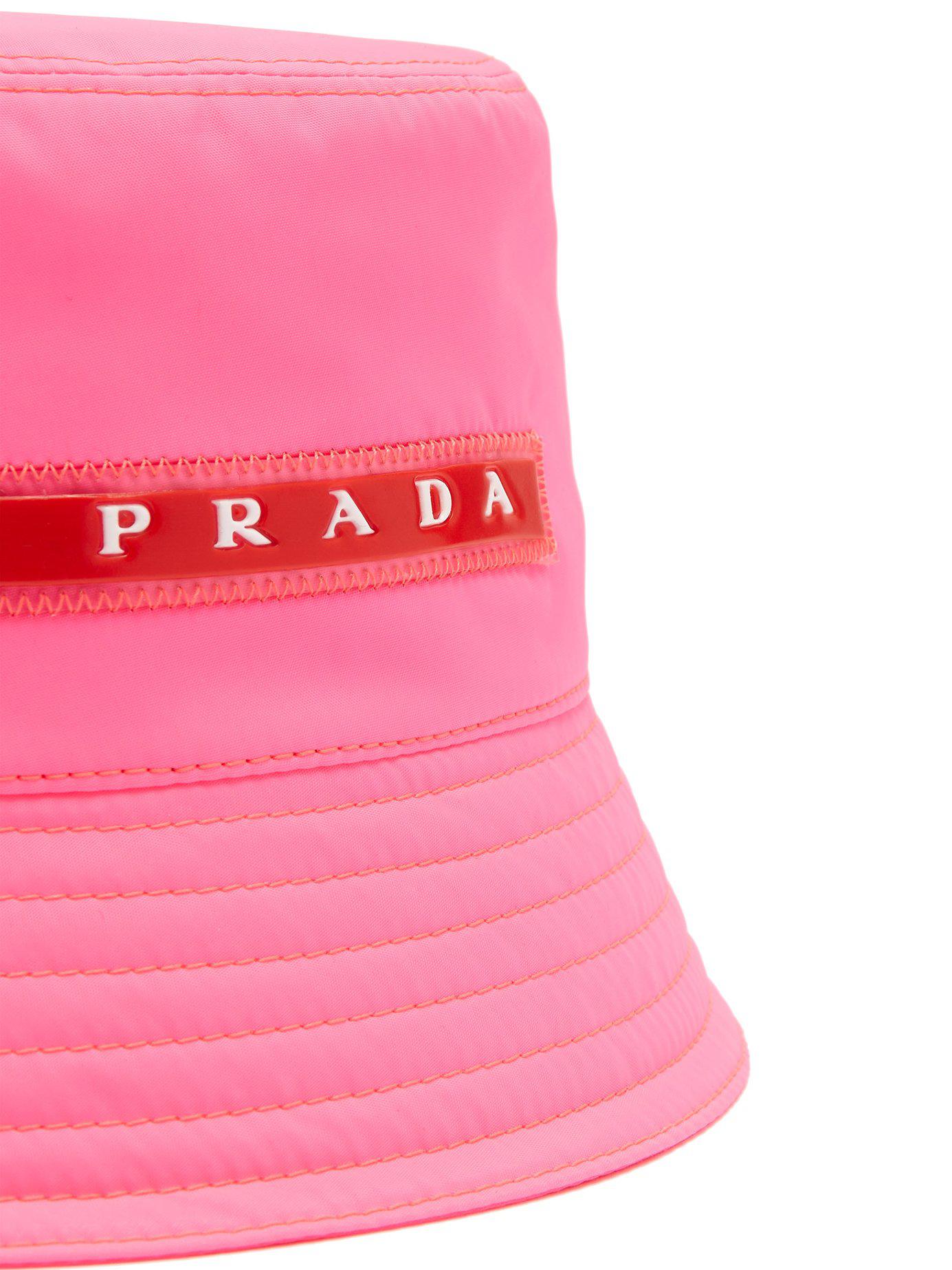 Prada Linea Rossa-logo Bucket Hat in Pink | Lyst