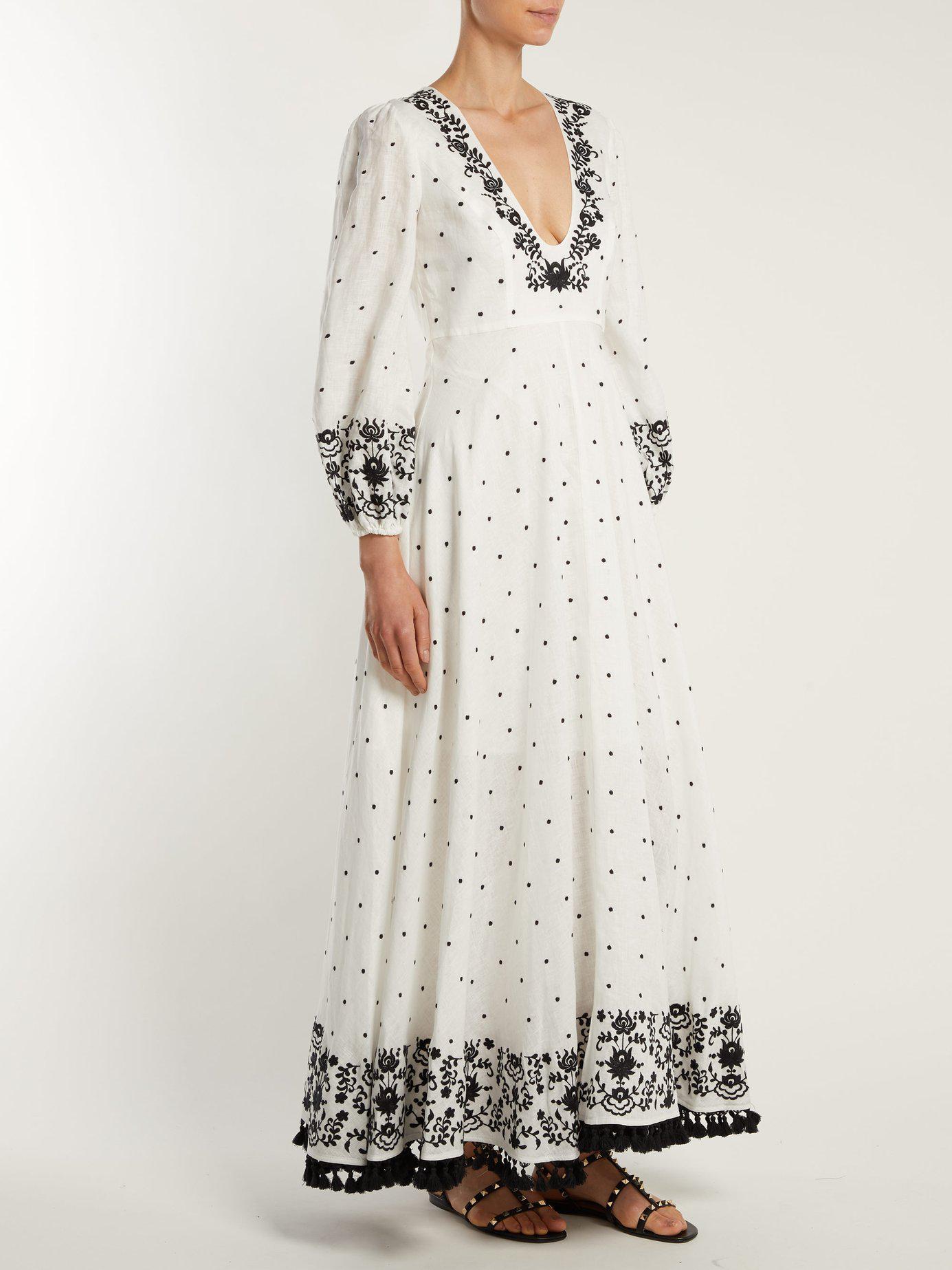 Zimmermann Tali Embroidered Linen Maxi Dress in Ivory (White) Lyst