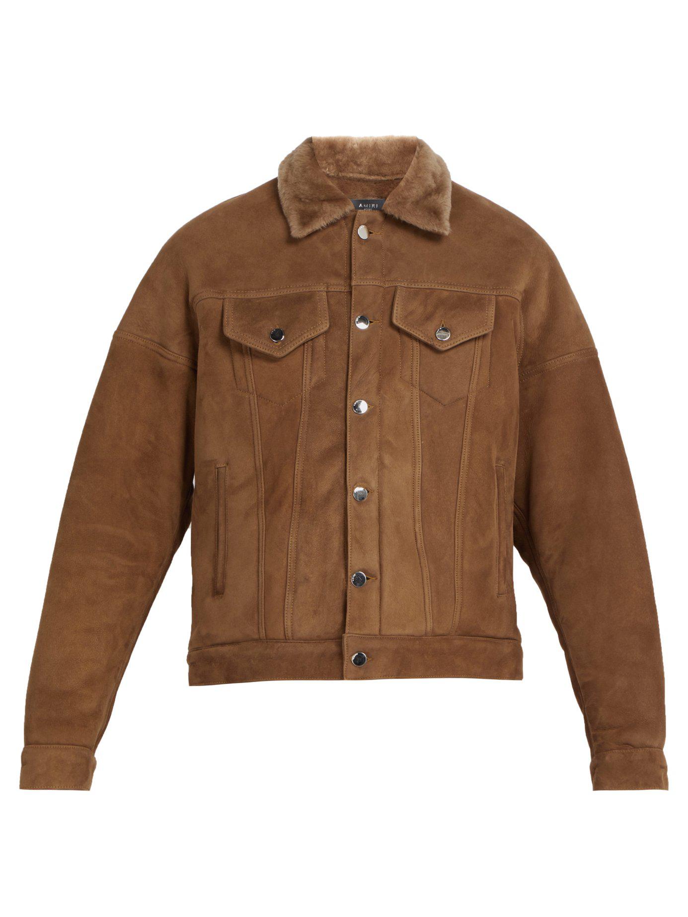 Amiri Oversized Shearling Trucker Jacket in Brown for Men - Lyst