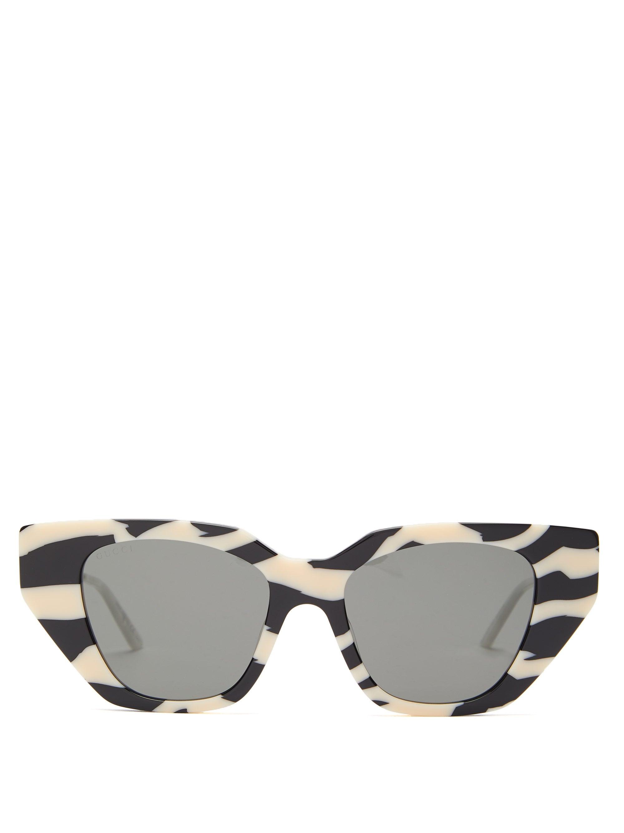 Gucci Cateye Zebraeffect Acetate Sunglasses Lyst
